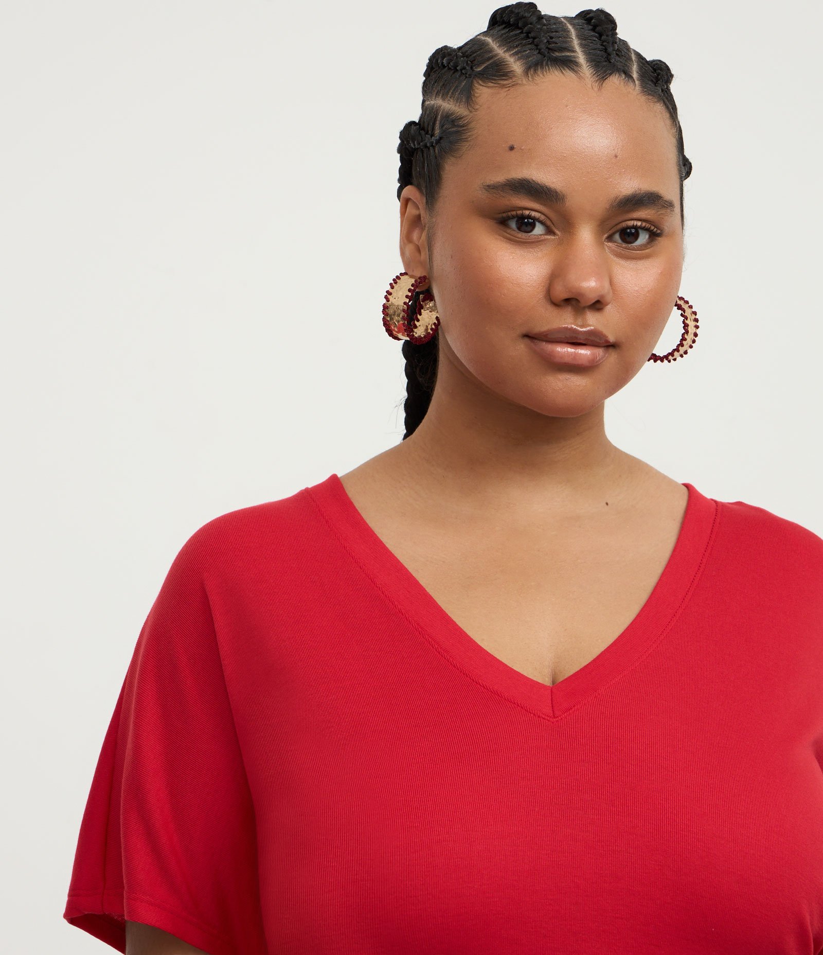 Blusa em Ribana sem Cava com Gola Curve & Plus Size Vermelho 2