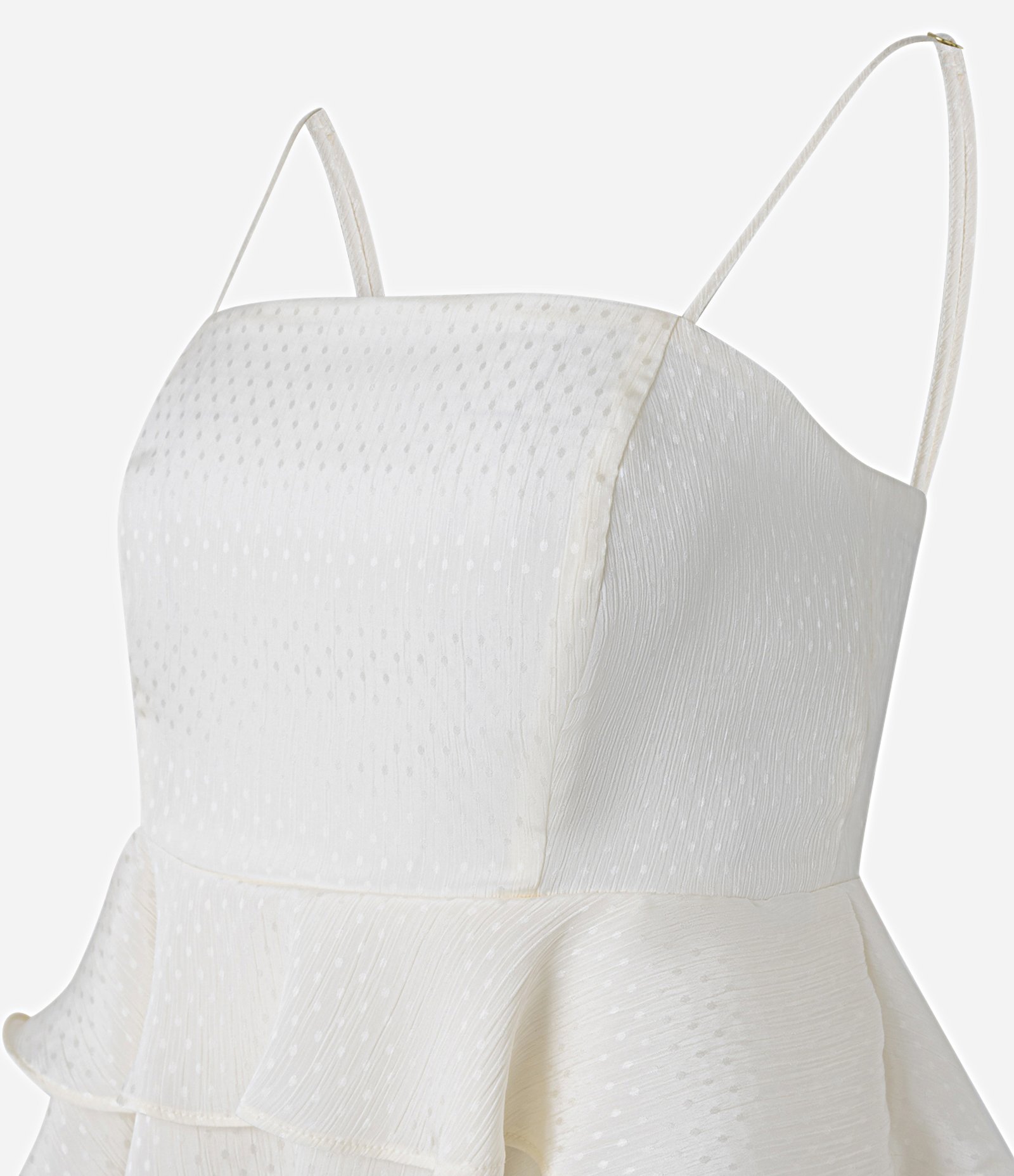 Blusa Peplum de Alça em Chiffon com Babados Off White 6