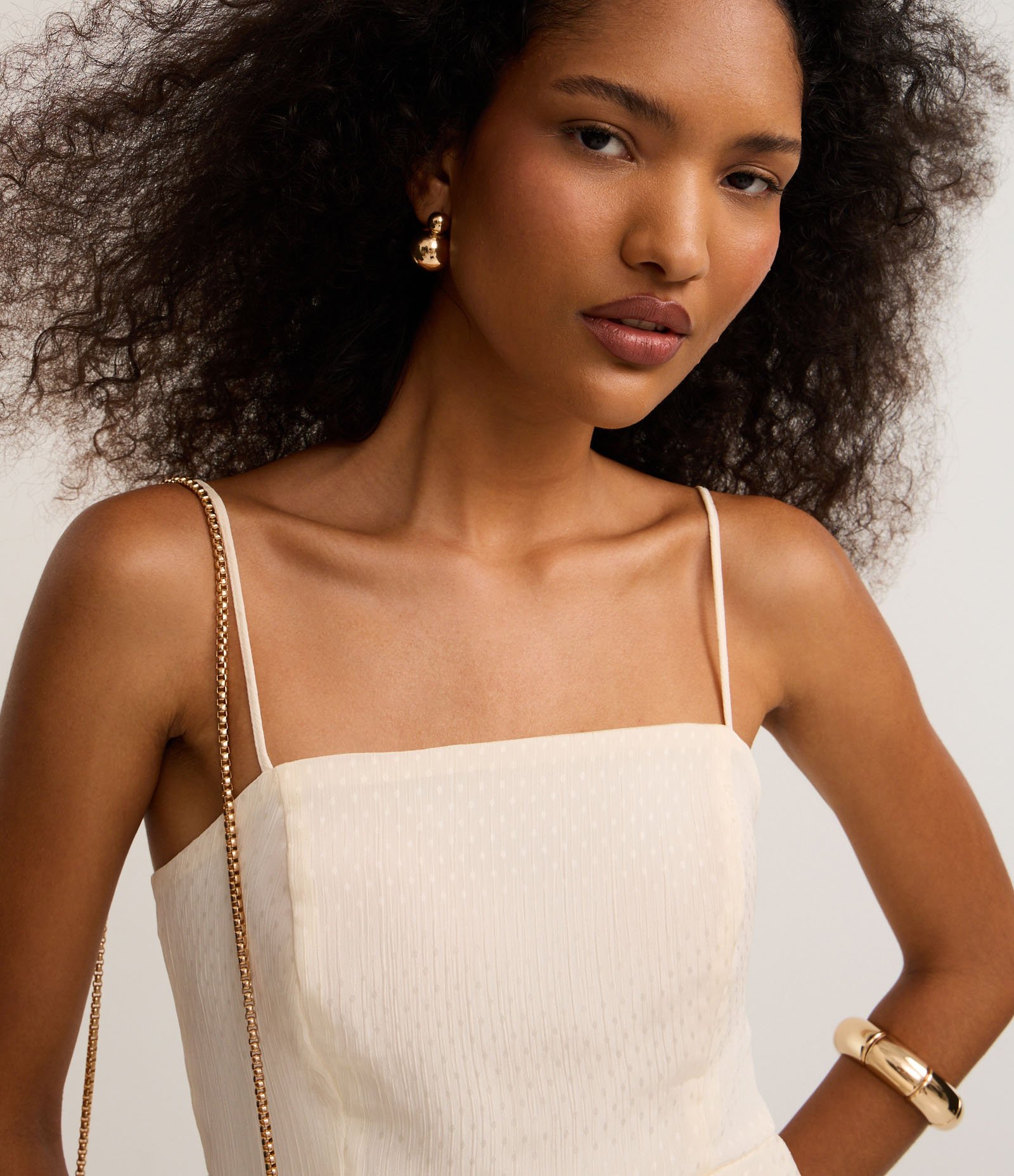 Blusa Peplum de Alça em Chiffon com Babados Off White 3