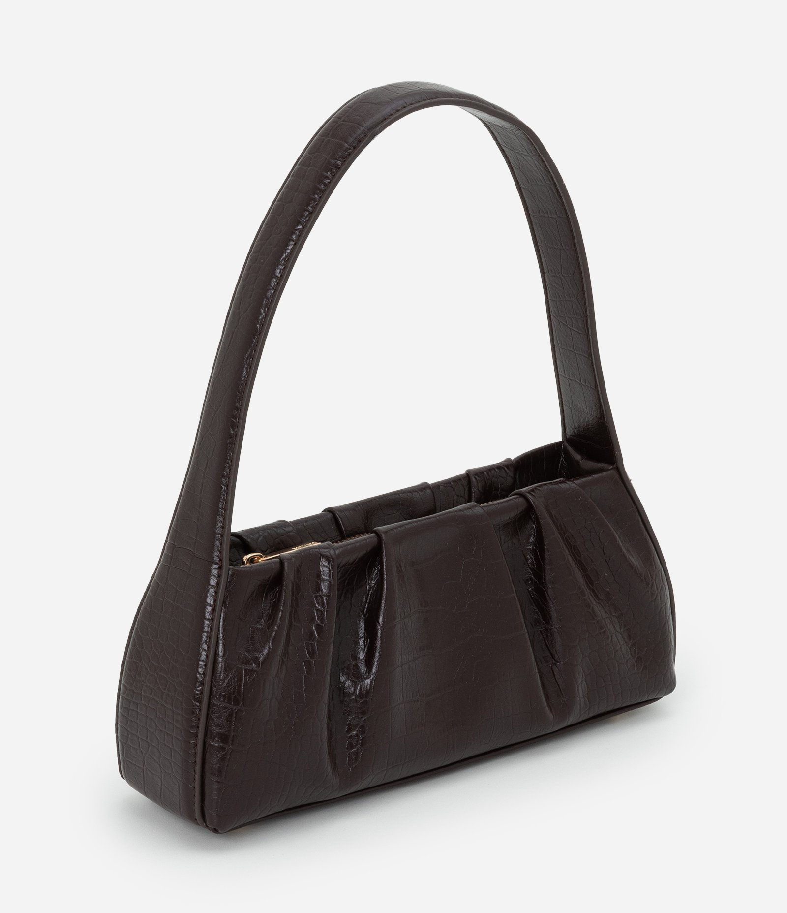 Bolsa Baguete em PU com Textura Croco Vinho 1