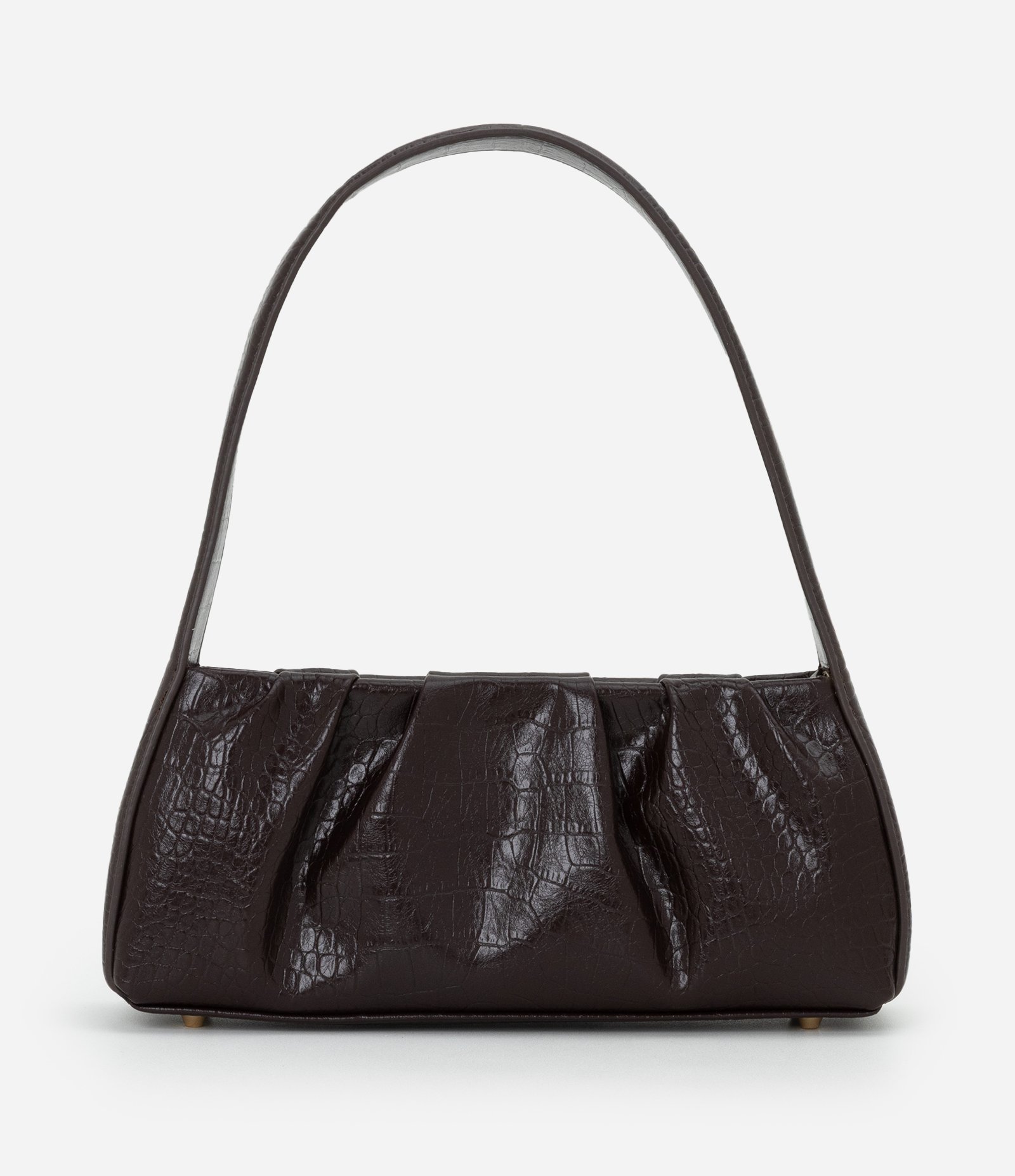 Bolsa Baguete em PU com Textura Croco Vinho 3