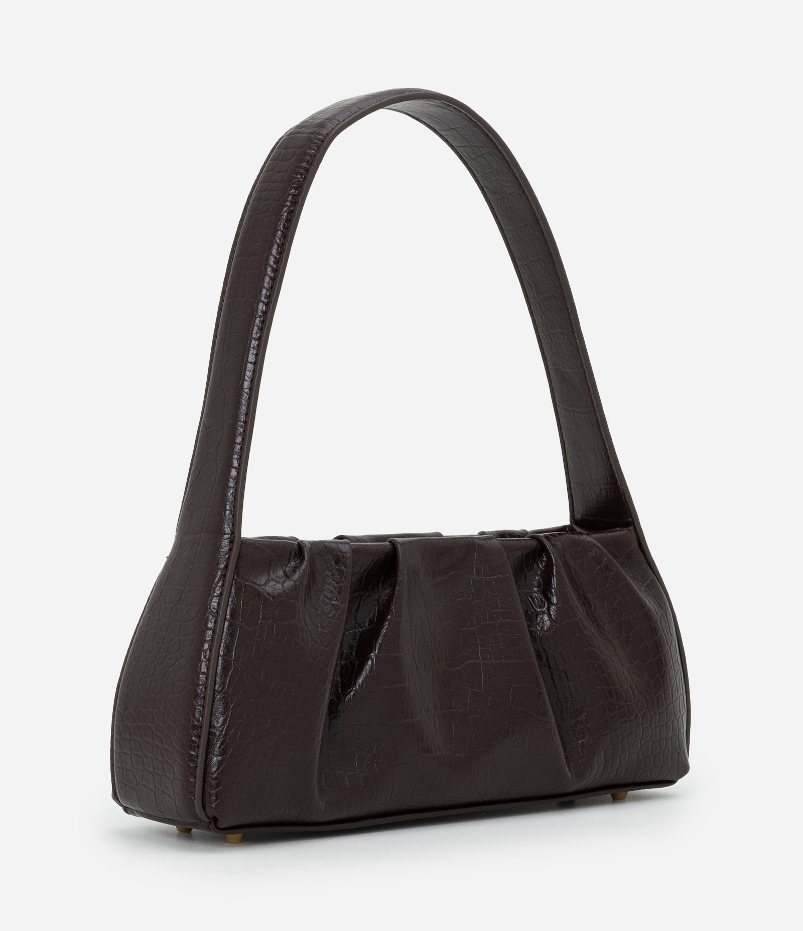 Bolsa Baguete em PU com Textura Croco Vinho 4