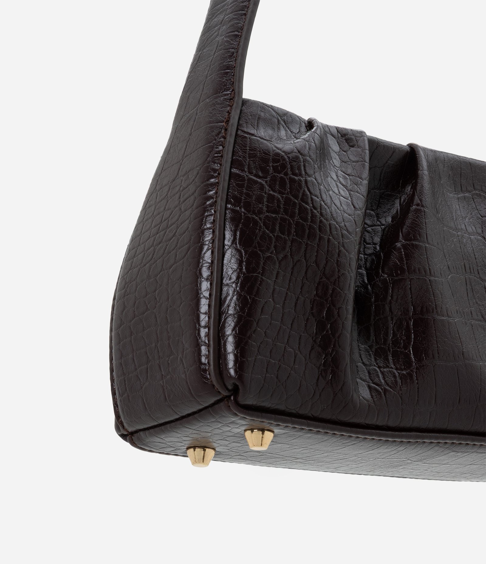 Bolsa Baguete em PU com Textura Croco Vinho 6