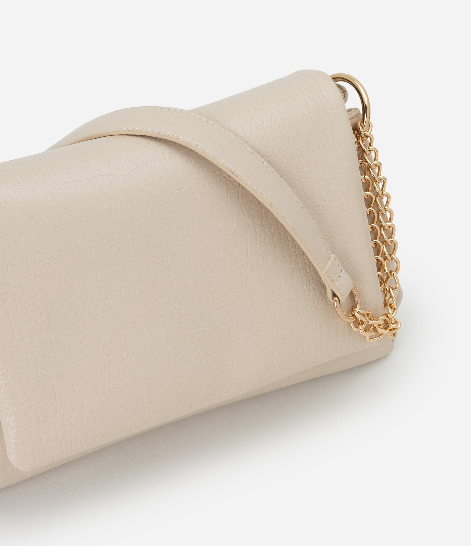 Bolsa Shoulder Grande com Alça Corrente e Metais em Light Gold Off White 5