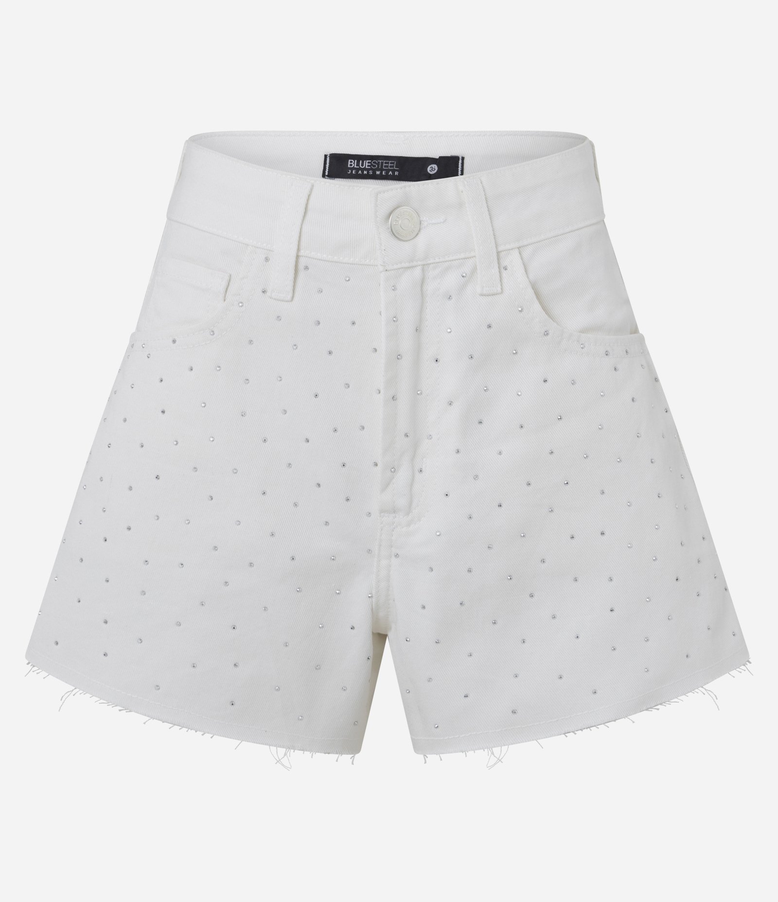 Short Mom em Sarja com Brilhos Off White 6