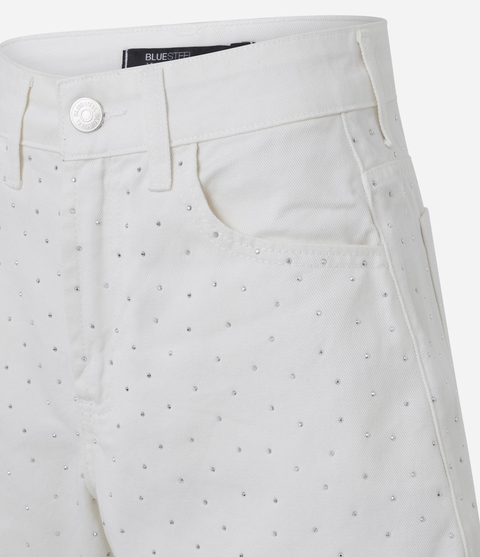 Short Mom em Sarja com Brilhos Off White 7