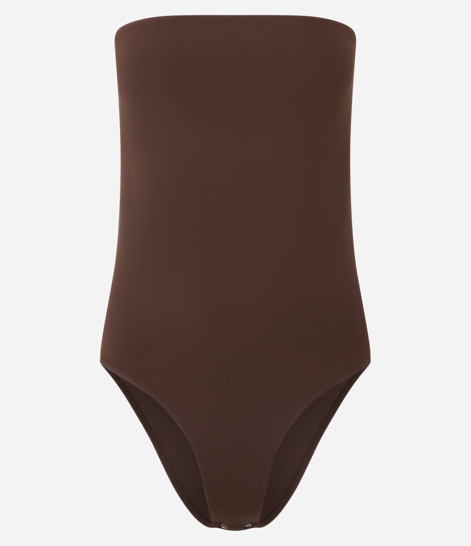 Body em Poliamida com Decote Reto Marrom 1