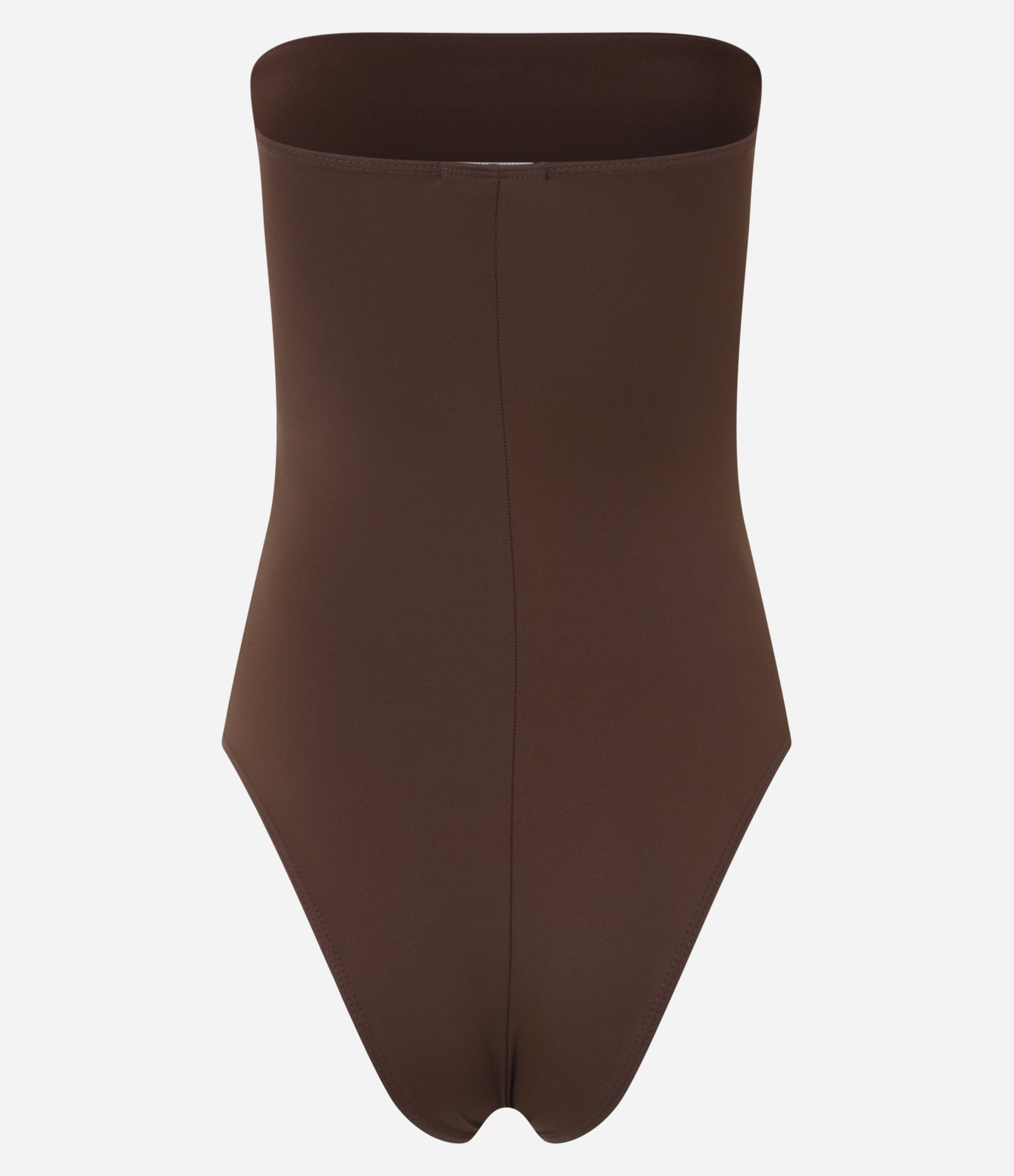 Body em Poliamida com Decote Reto Marrom 2