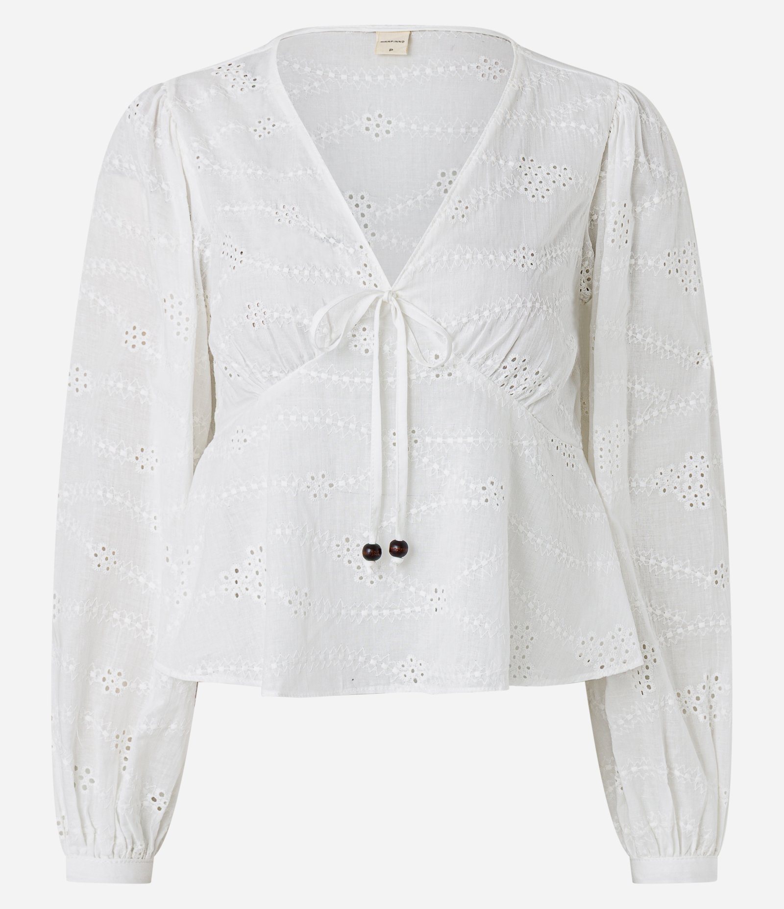 Blusa em Laise com Manga Bufante e Amarração Off White 6