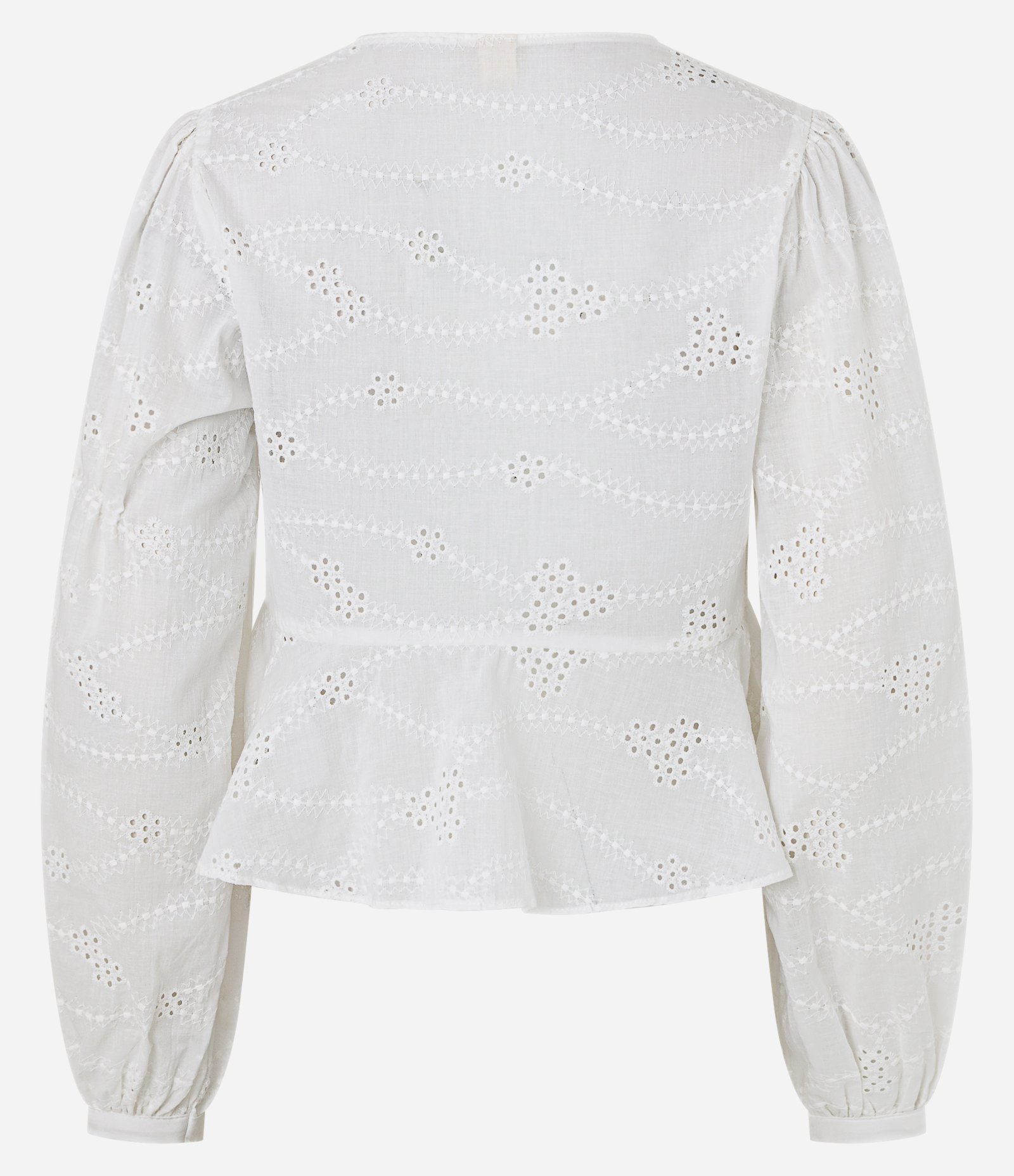 Blusa em Laise com Manga Bufante e Amarração Off White 8