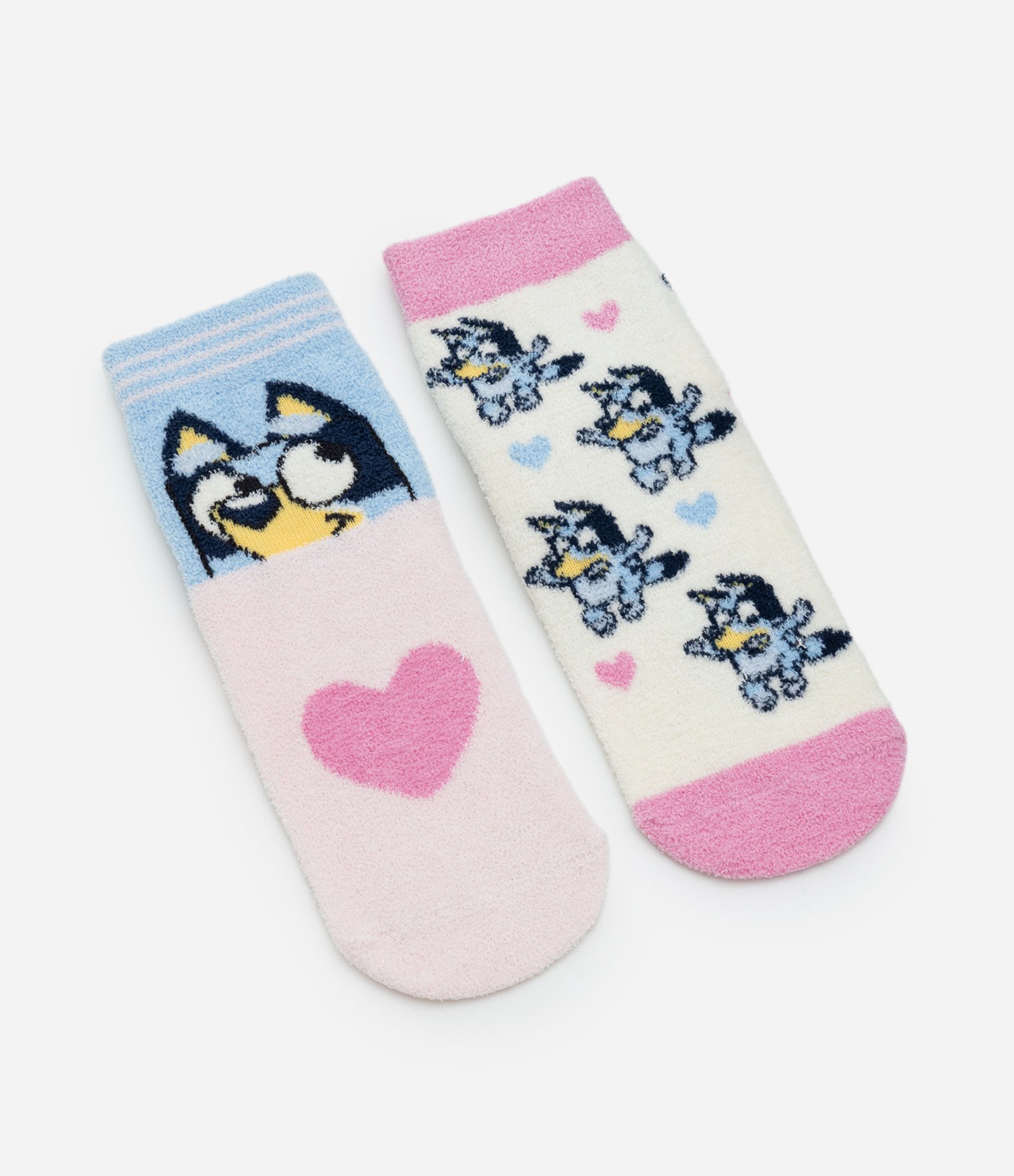 Kit 02 Meias Infantil com Estampa Bluey – Tam 19 a 30 Azul/Rosa 1