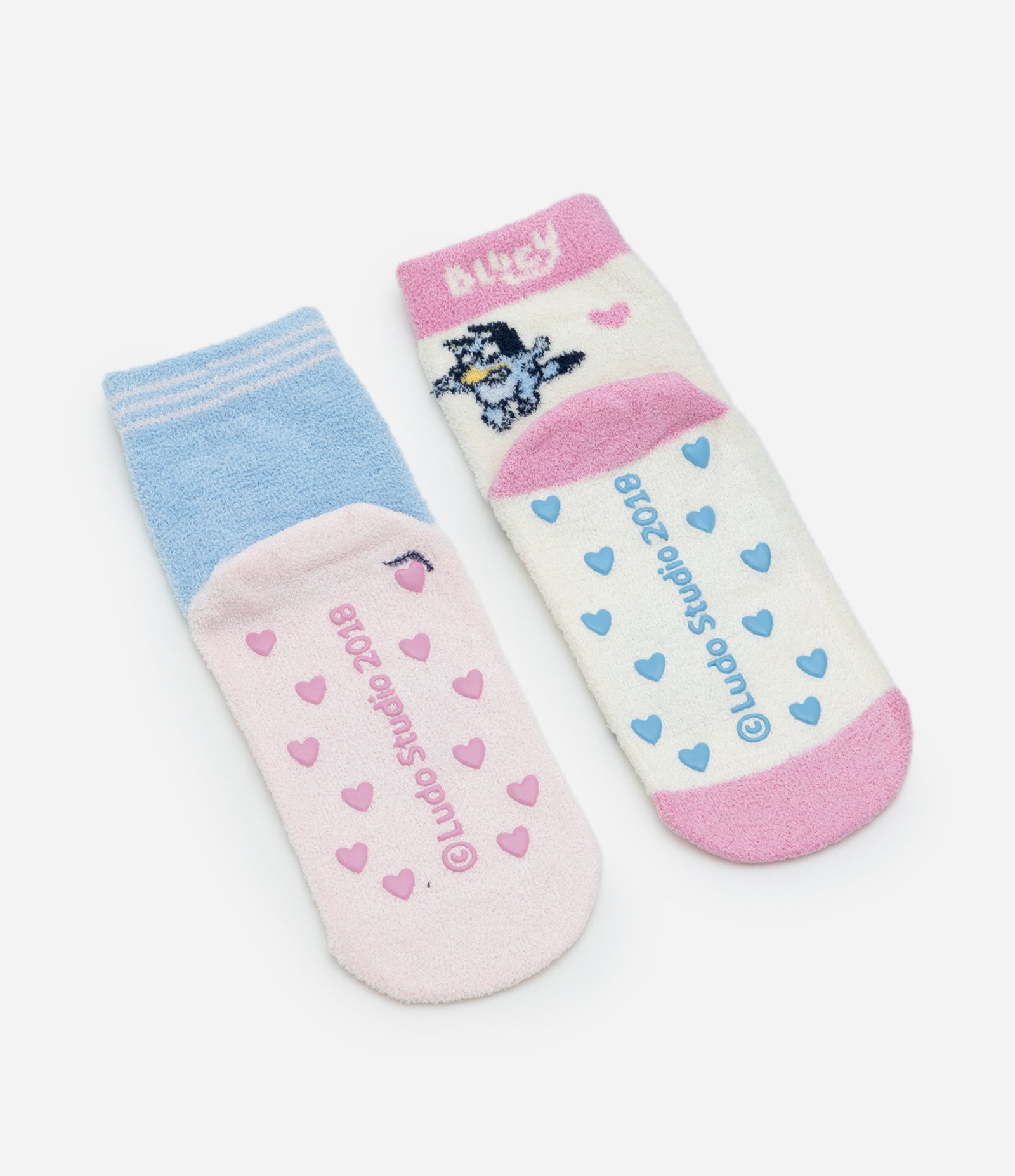 Kit 02 Meias Infantil com Estampa Bluey – Tam 19 a 30 Azul/Rosa 2