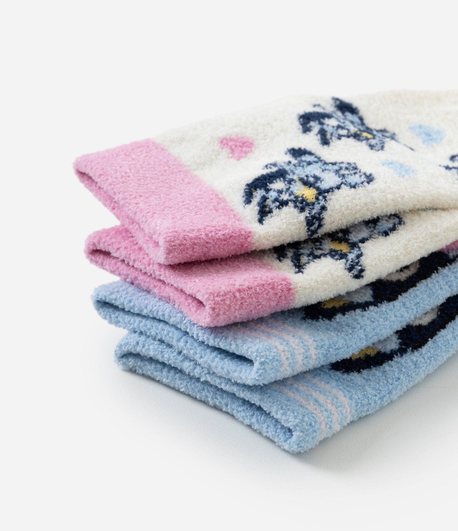 Kit 02 Meias Infantil com Estampa Bluey – Tam 19 a 30 Azul/Rosa 4