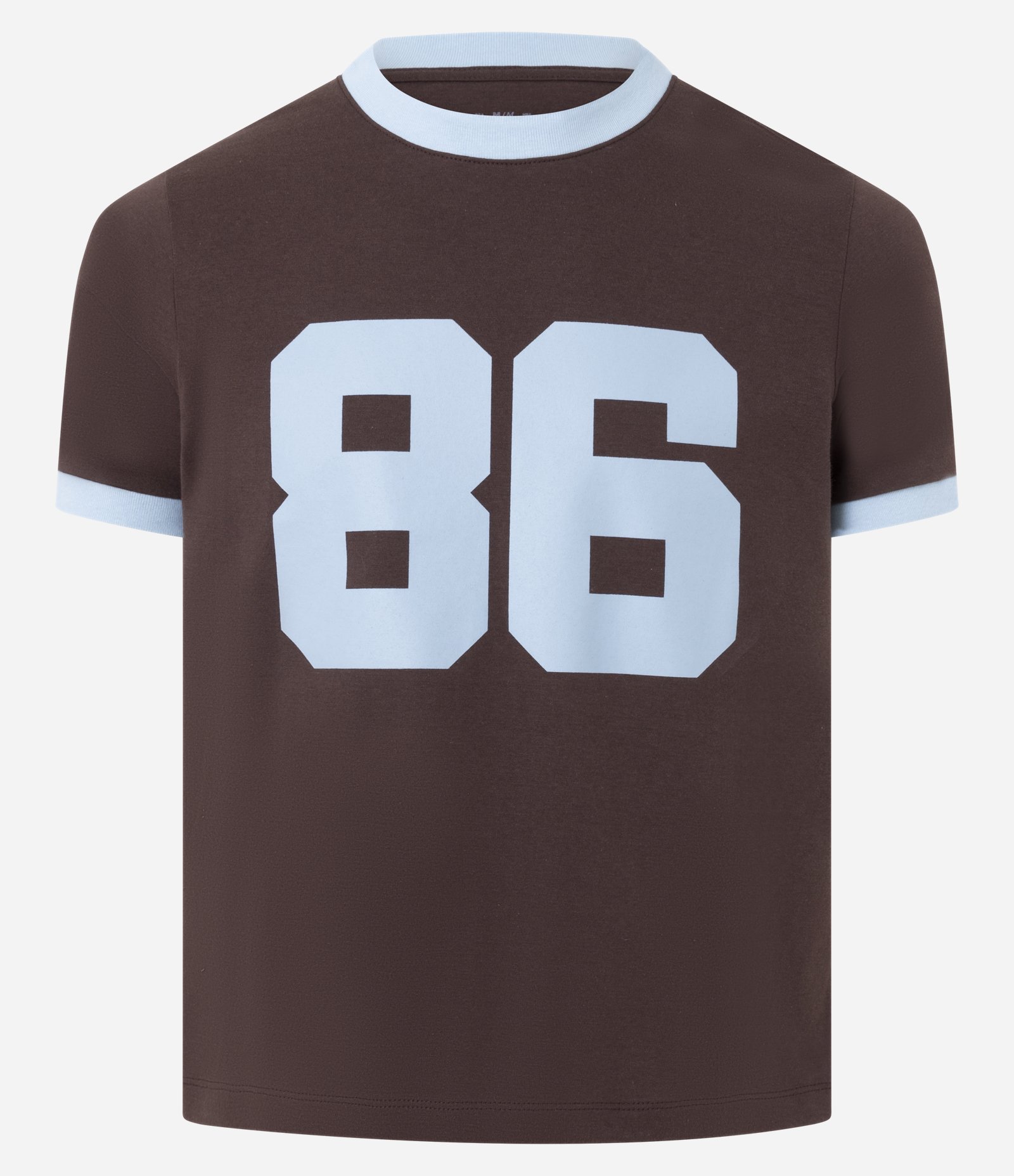 Camiseta Baby Tee Sportcore com Ribana e Estampa Lettering 86 Marrom 1