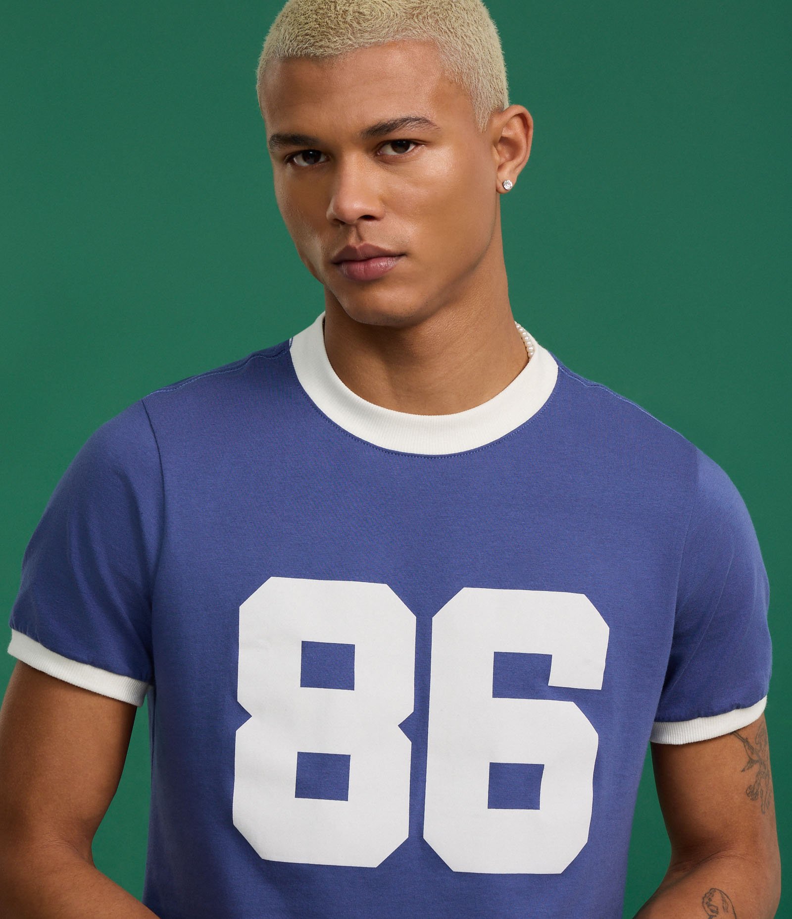 Camiseta Baby Tee Sportcore com Ribana e Estampa Lettering 86 Azul escuro 3