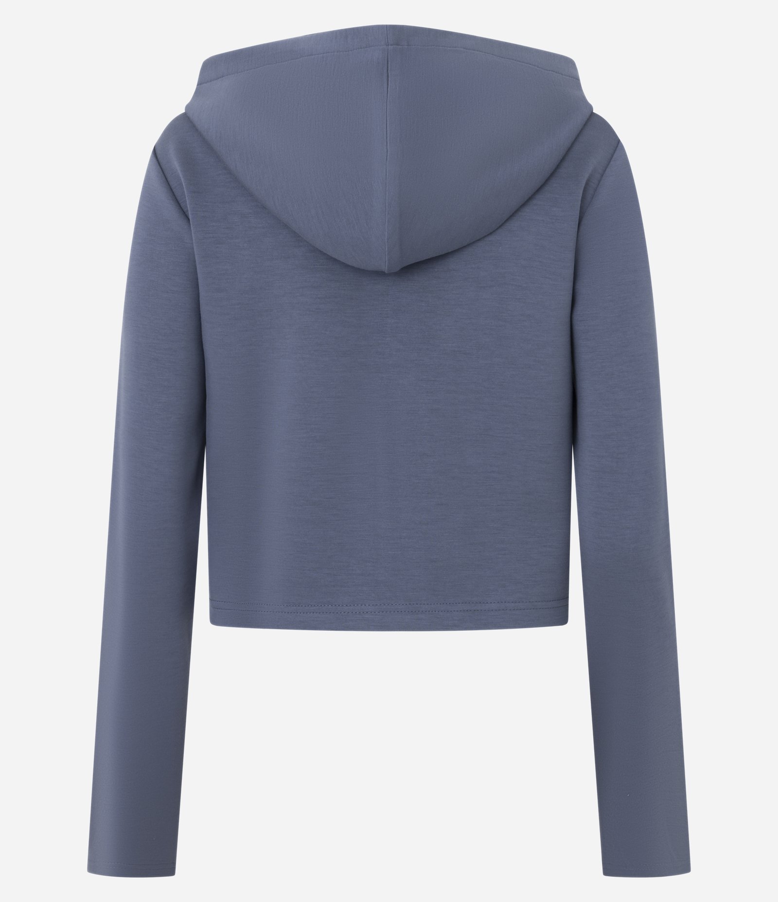 Jaqueta em Modal com Capuz e Fechamento em Zíper Azul 7