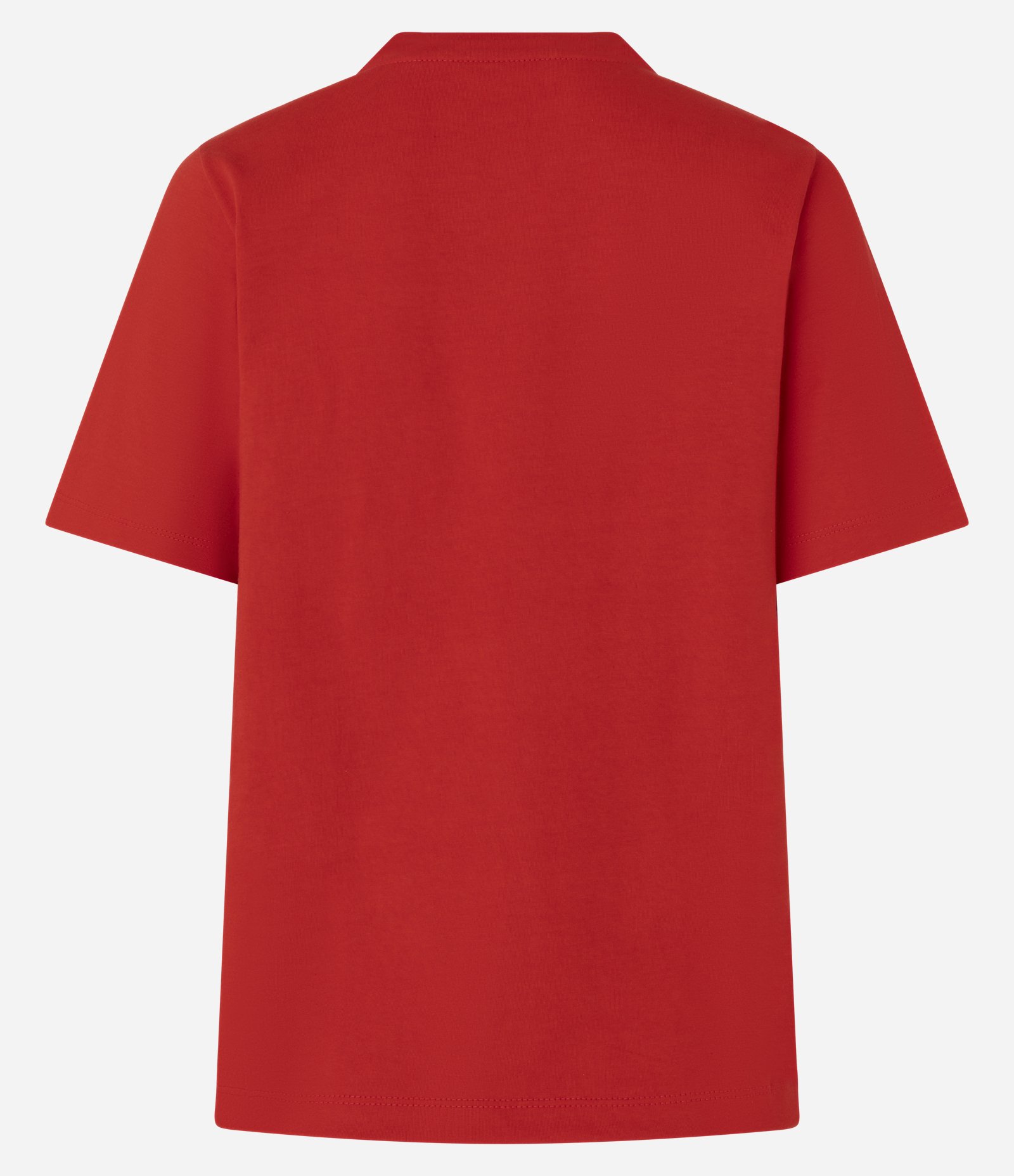Camiseta Básica em Cotton com Gola Redonda Vermelho Vibrante 2