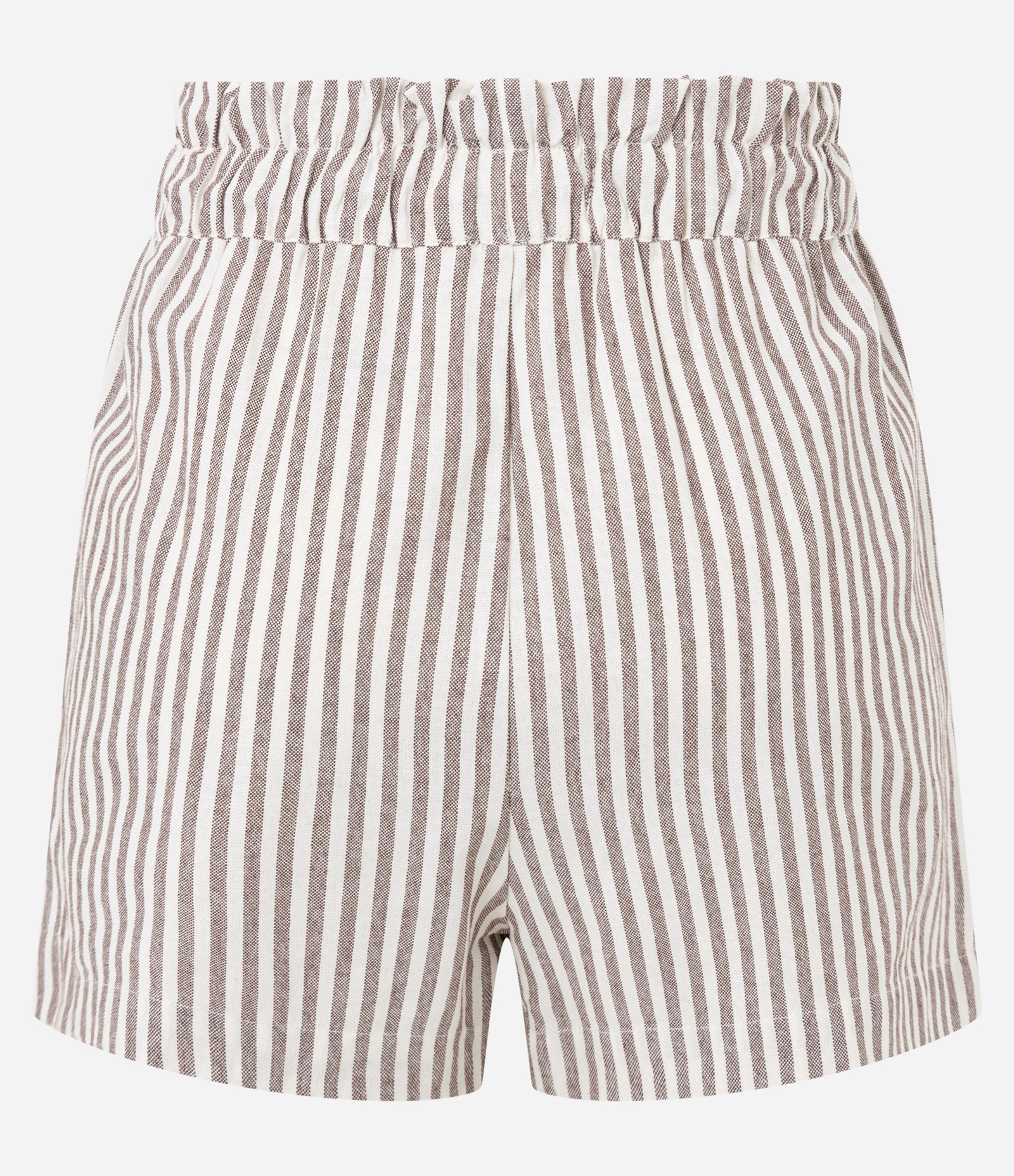 Short Runner Cintura Alta em Cotton com Listras Verticais Marrom/Branco 6