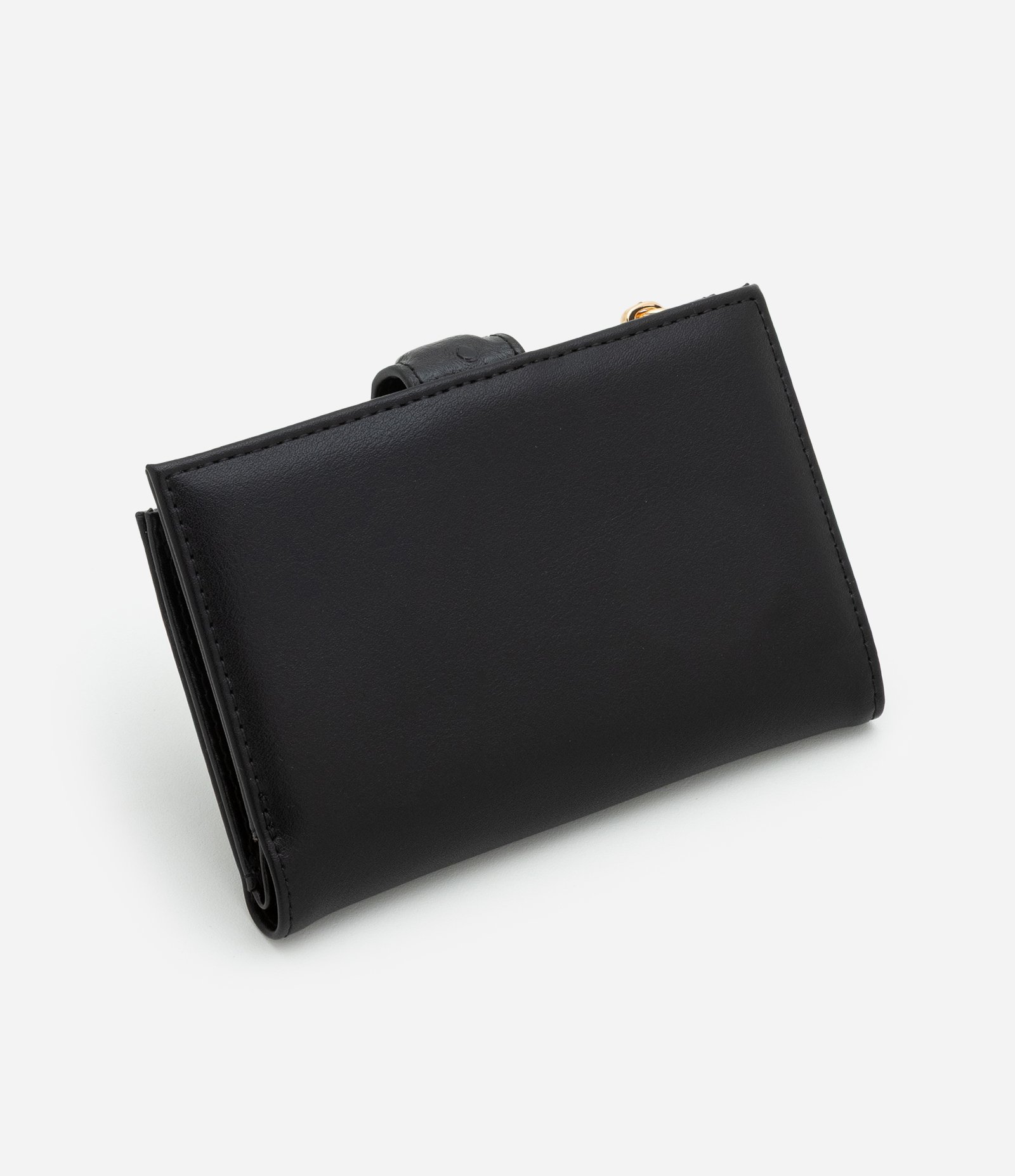 Carteira Envelope Média com Lapela e Zíper Contrastante Preto 2