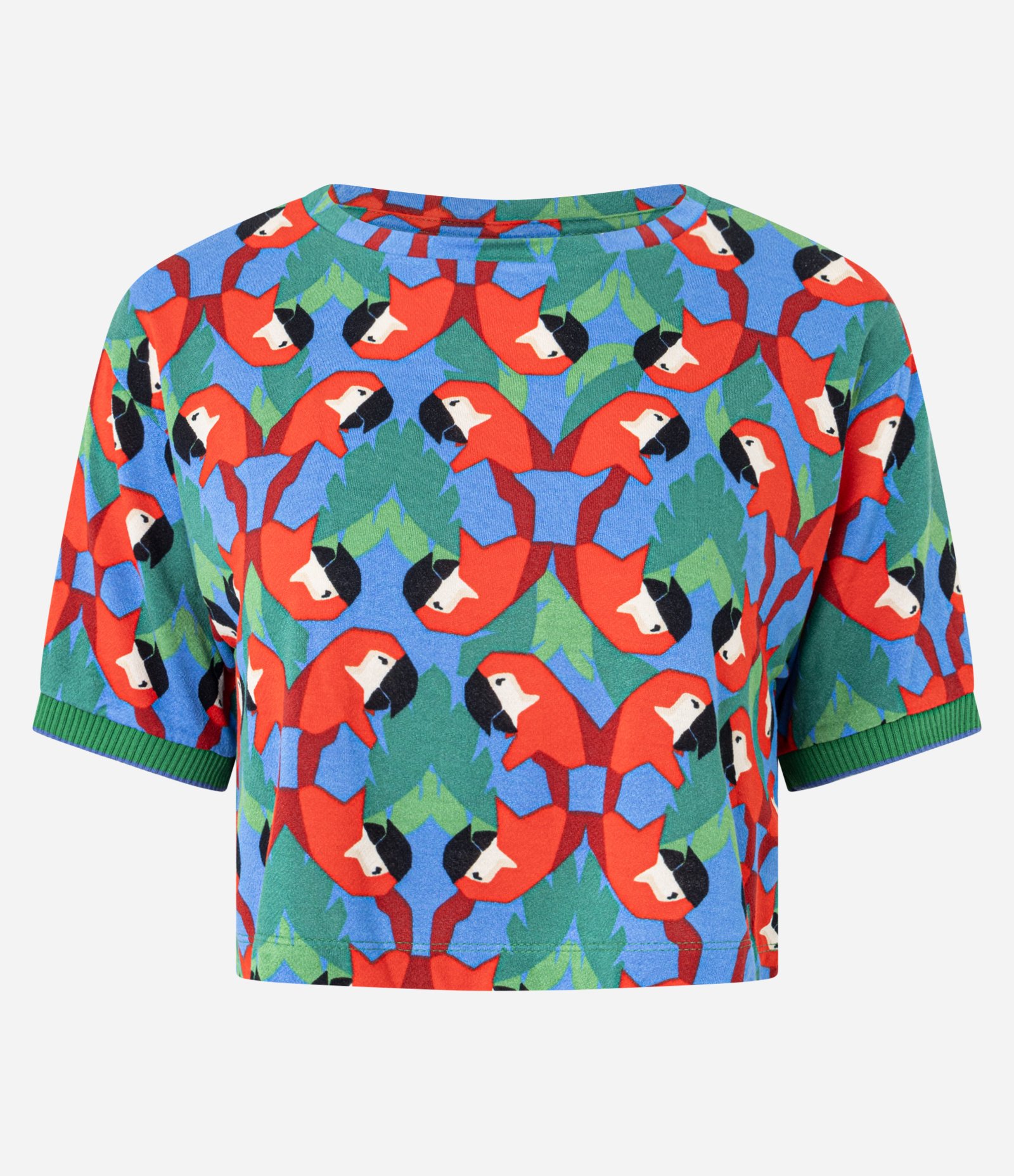 Blusa T-shirt em Viscose com Estampa Tropical Geométrica Multicores 4