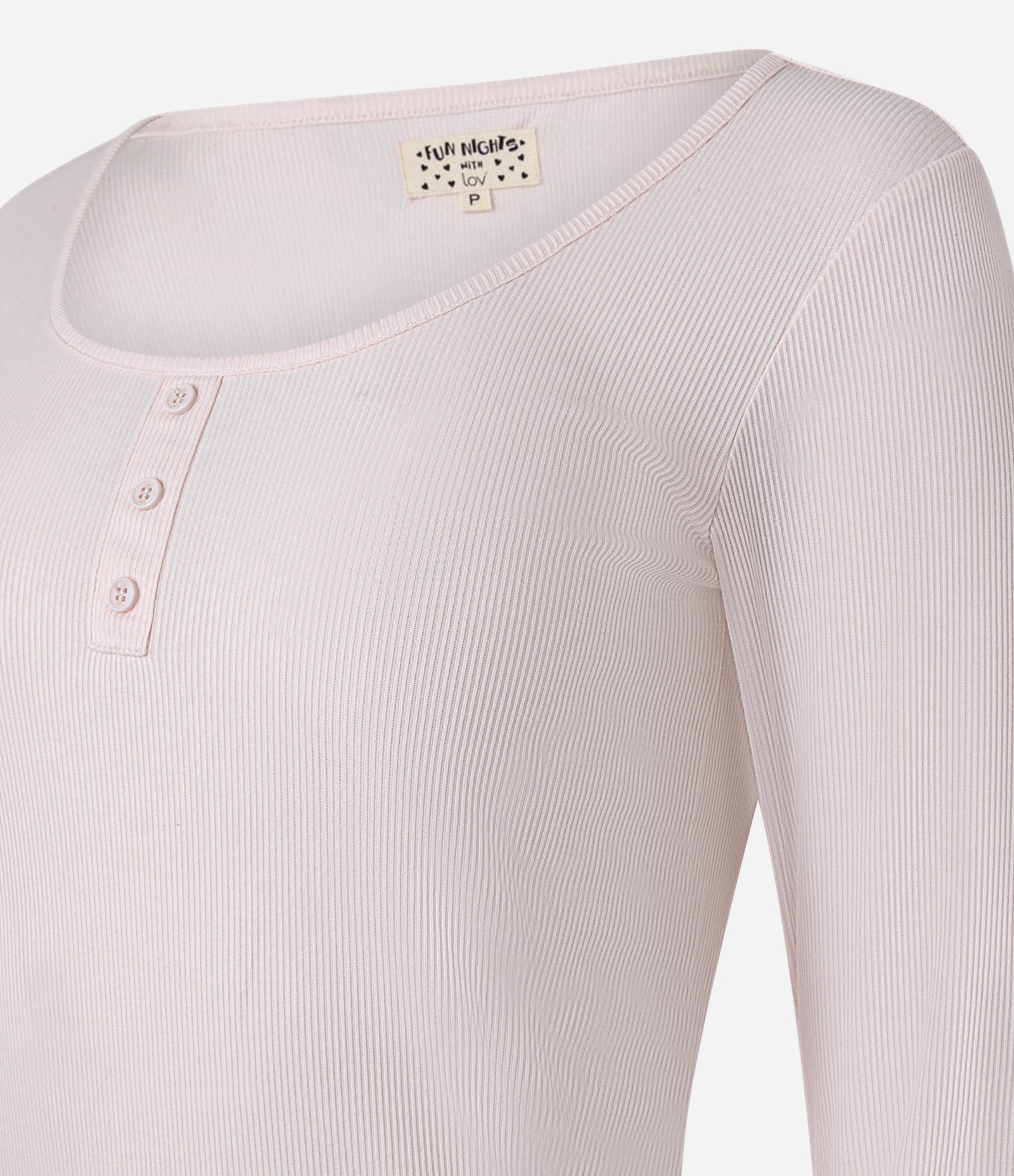 Pijama Longo em Ribana com Estampa de Coração Rosa Claro/Verde 5