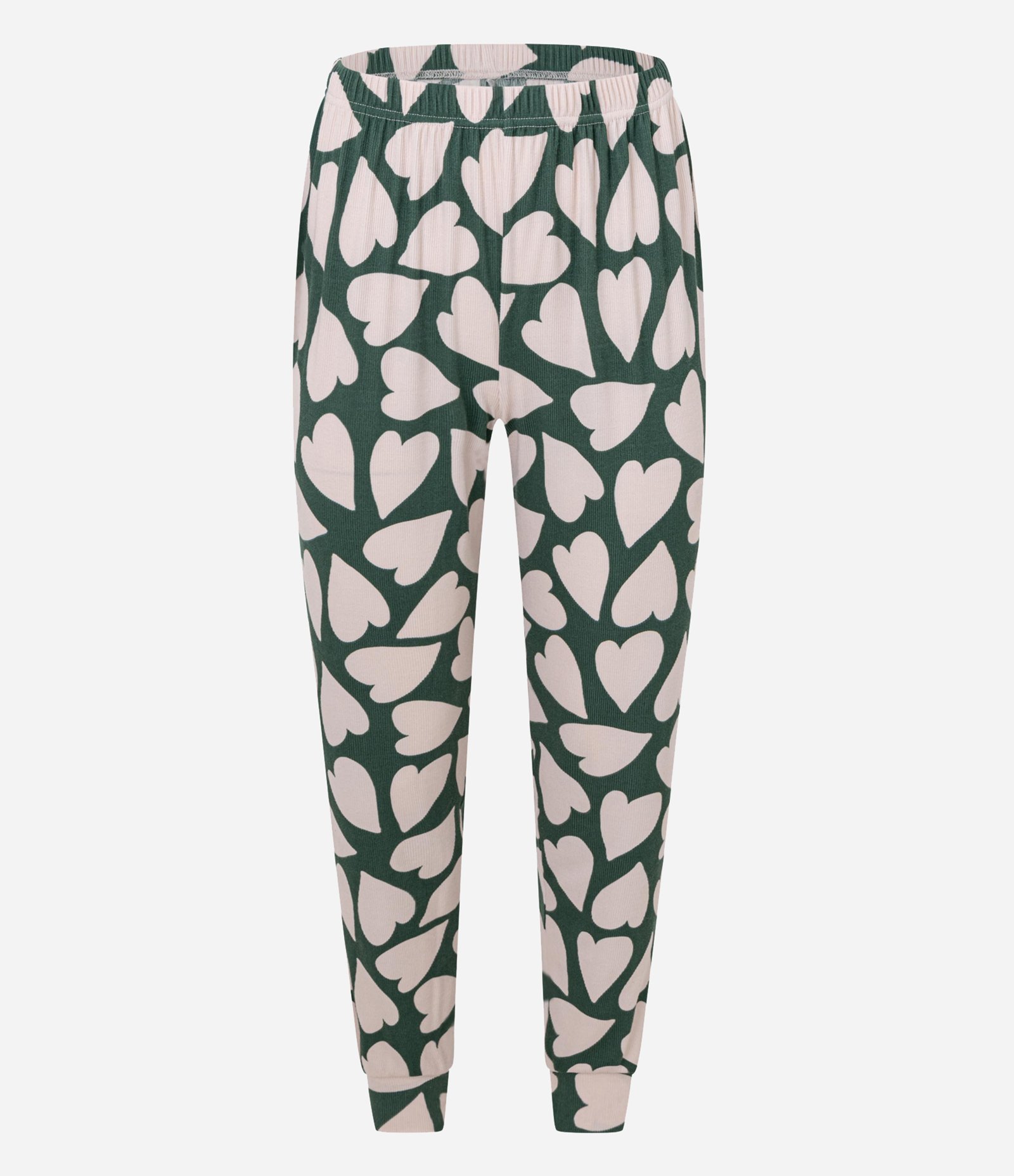 Pijama Longo em Ribana com Estampa de Coração Rosa Claro/Verde 7