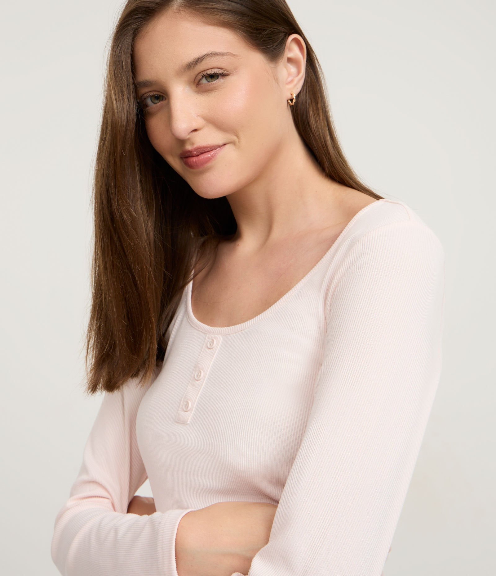 Pijama Longo em Ribana com Estampa de Coração Rosa Claro/Verde 2