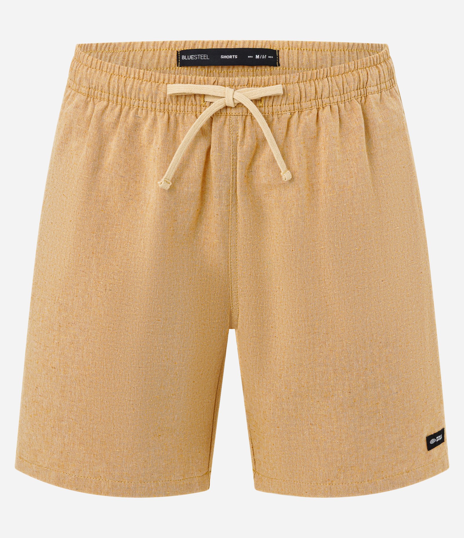 Bermuda em Algodão com Cós Elástico e Etiqueta Aplicada Amarelo 5