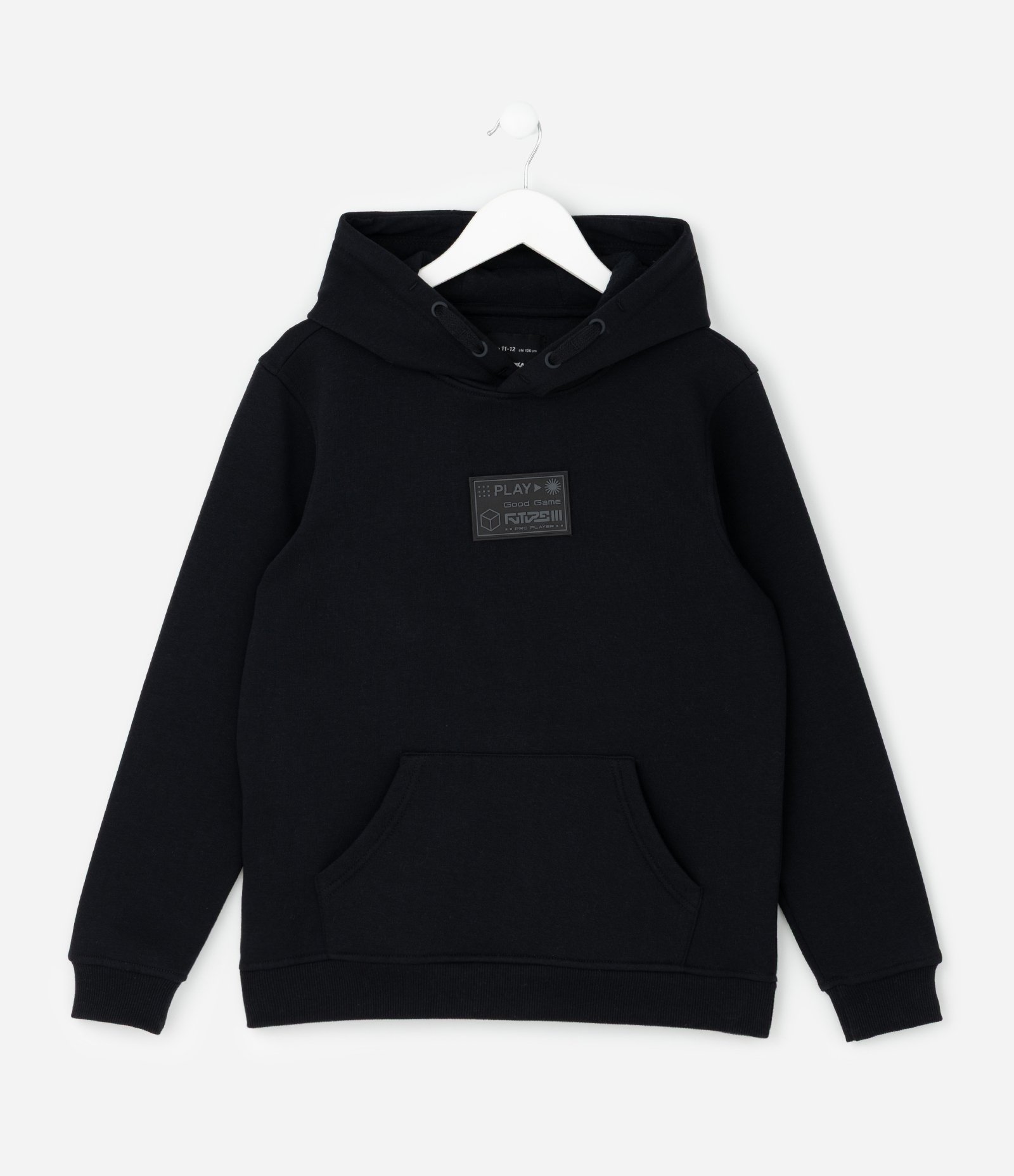 Casaco Infantil com Capuz e Patch Rubber – Tam 5 a 14 Anos Preto 1