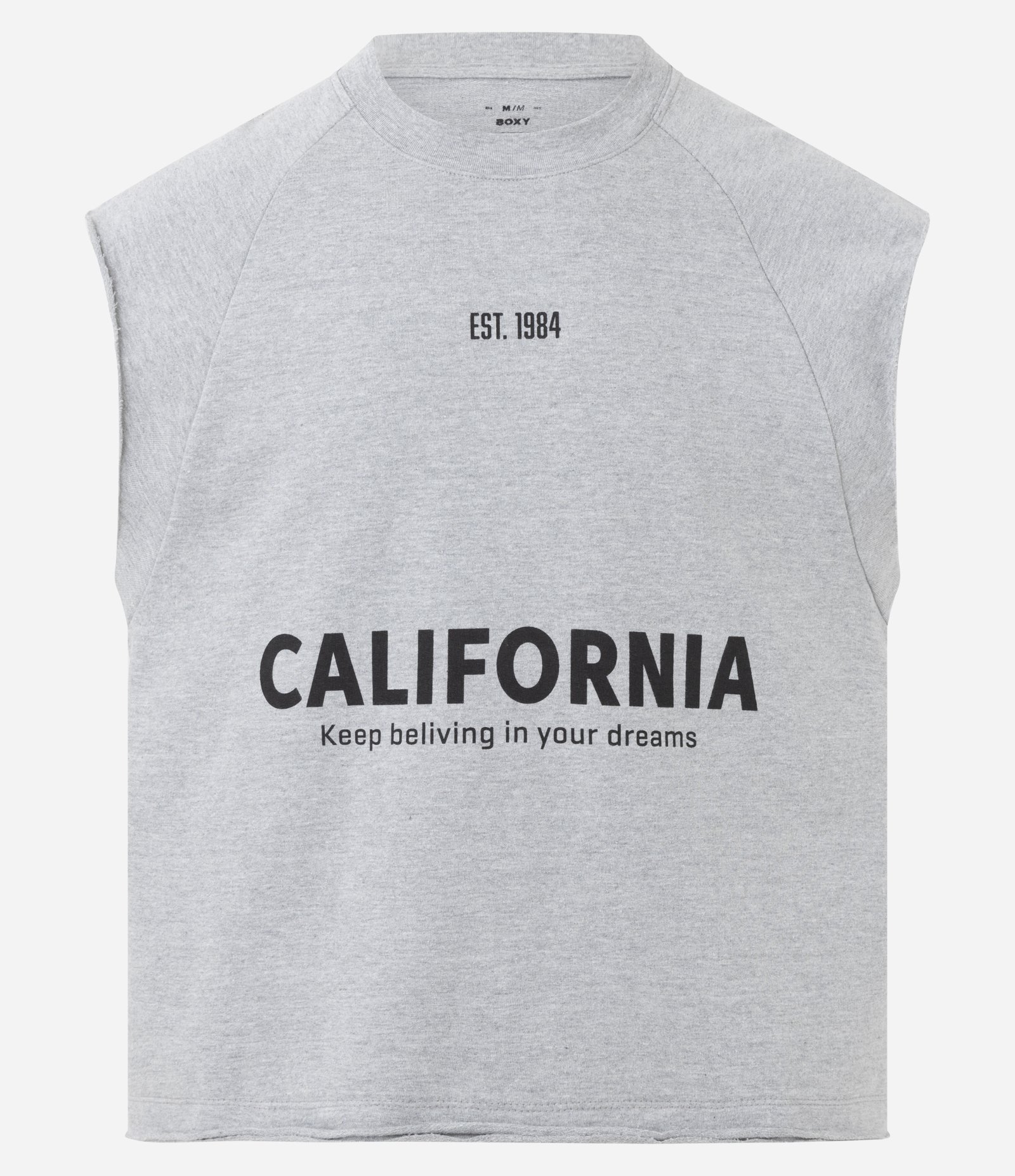 Regata Boxy em Moletinho com Estampa Lettering California Cinza 6