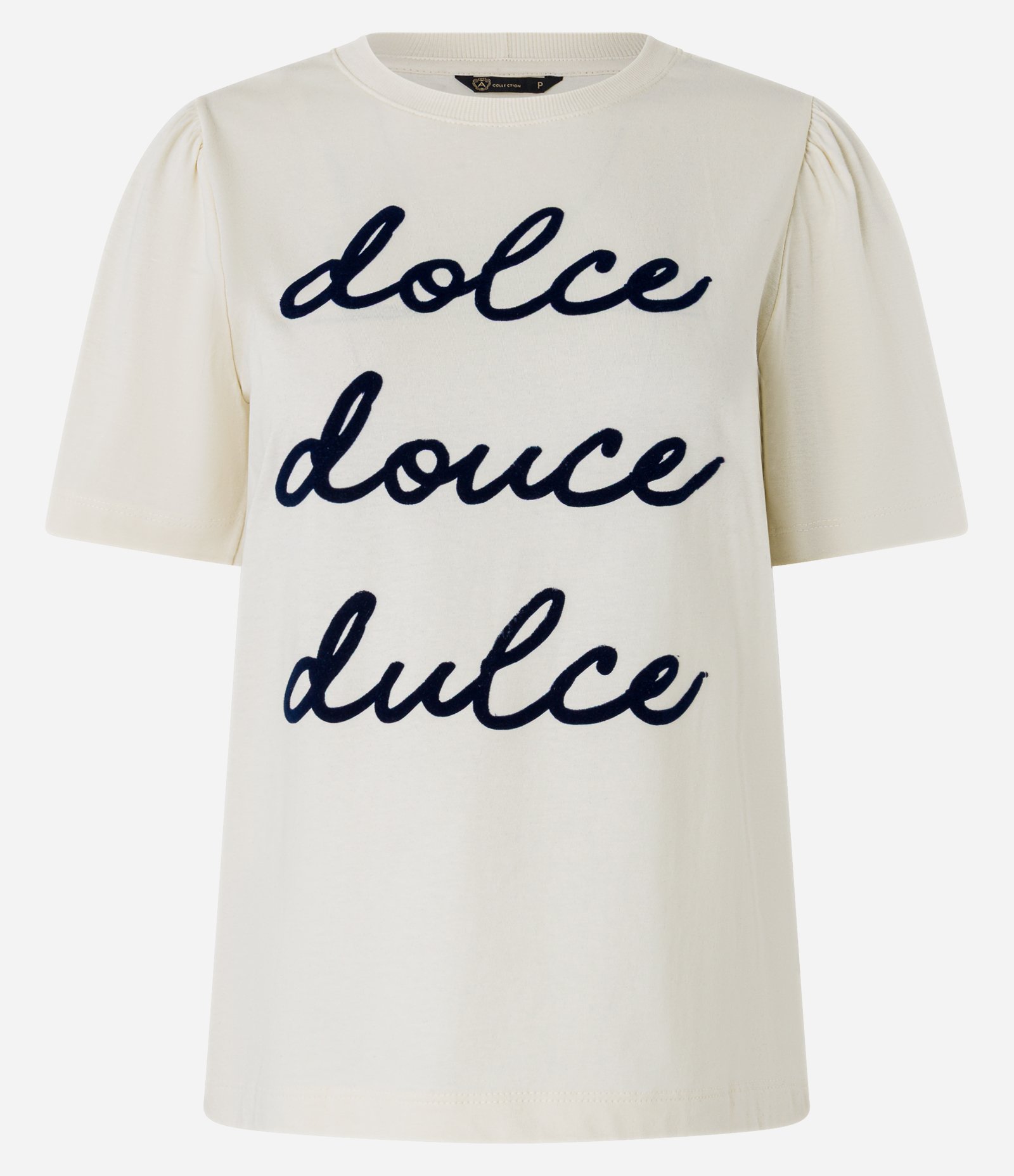 Camiseta em Algodão com Estampa Dolce e Manga Pregadinha Off White 5