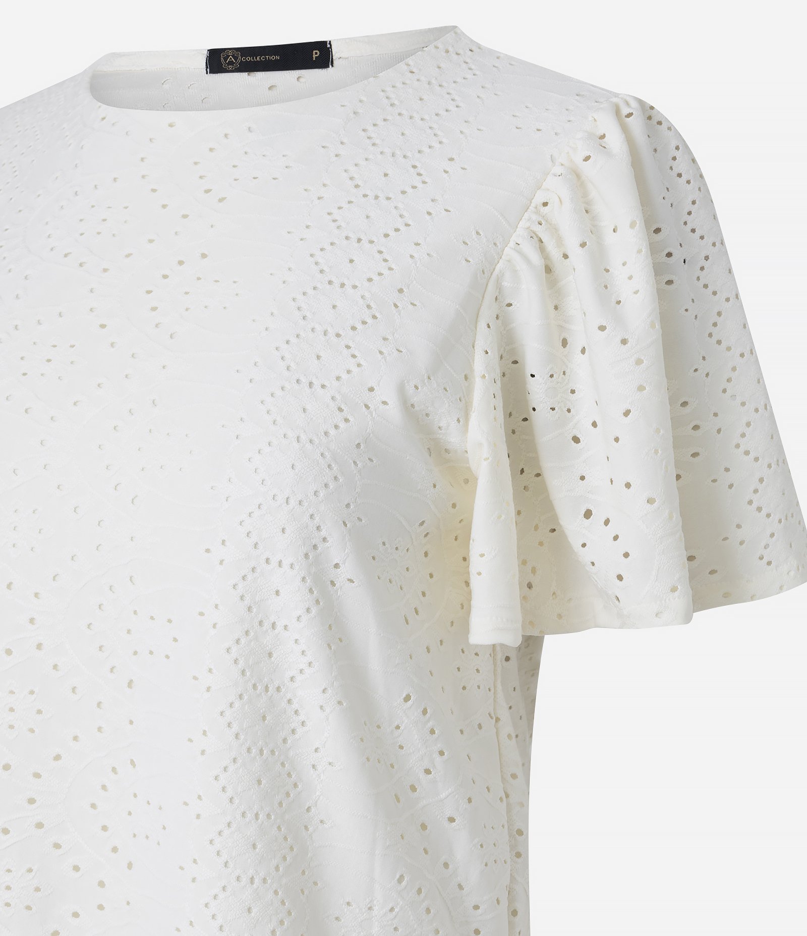 Blusa em Laise com Manga Bufante e Bordado Vazado Off White 6