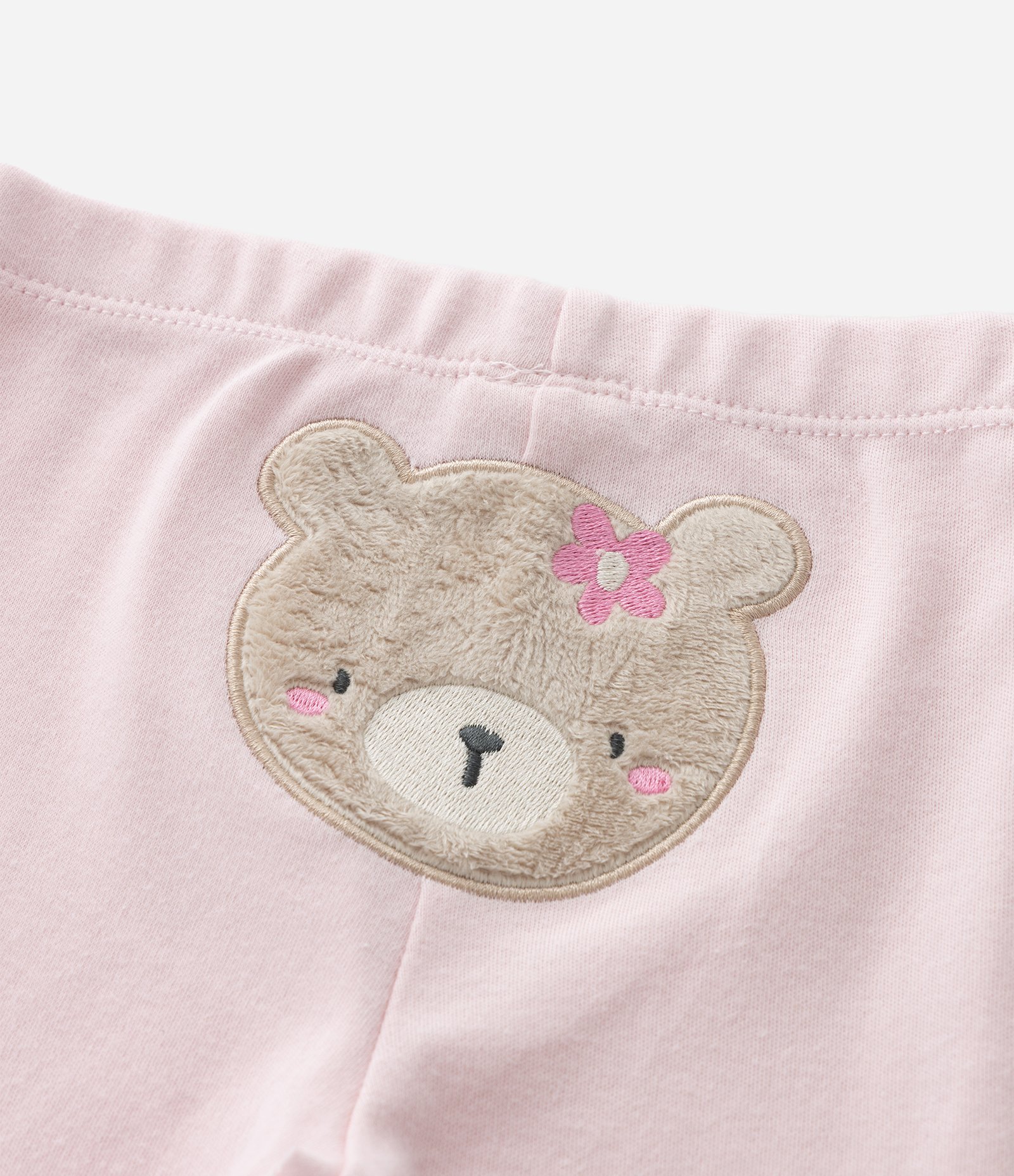 Conjunto Infantil Floral com Body e Calça Ursinha – Tam RN a 18 Meses Off White/Rosa Claro 12