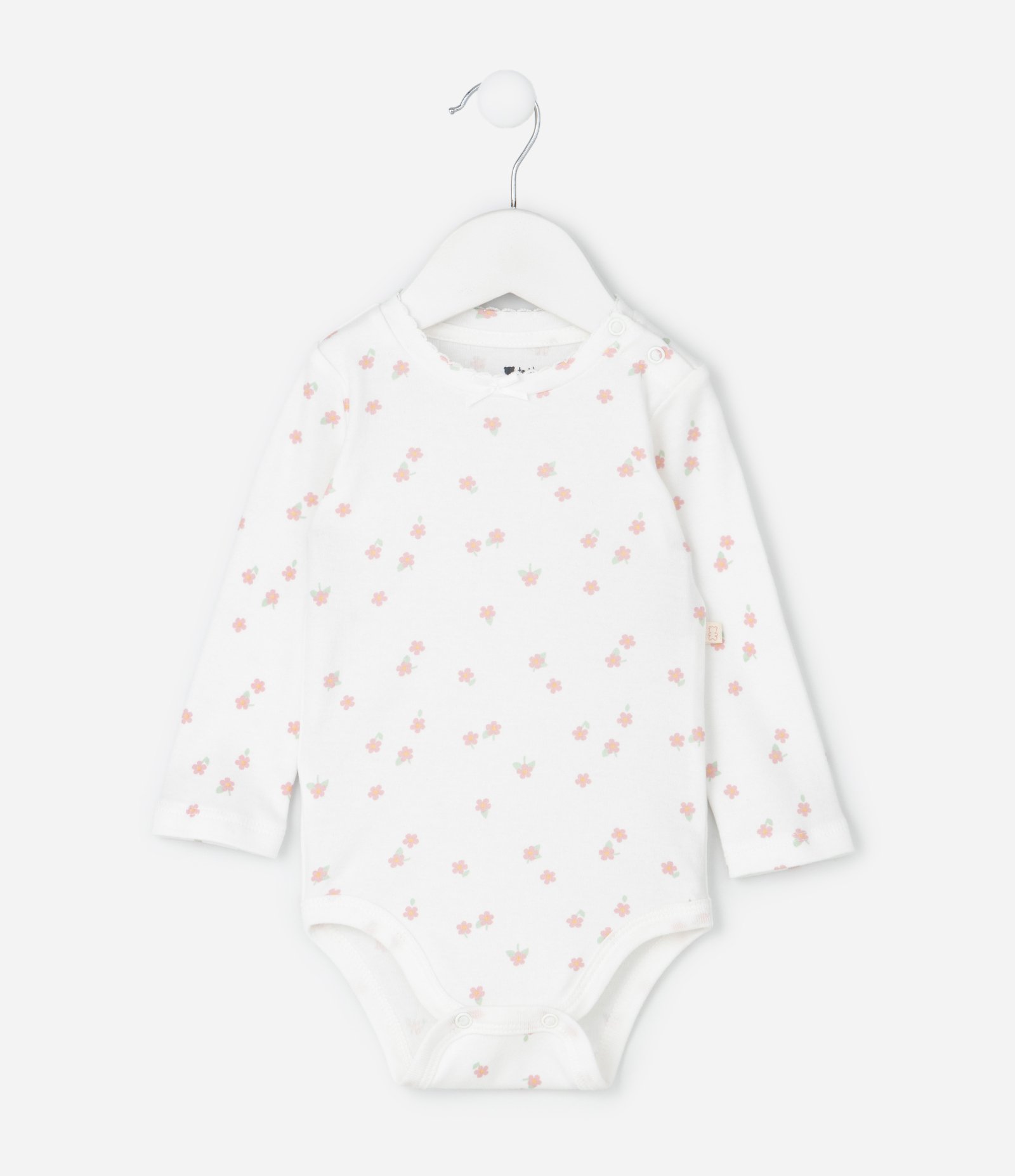Conjunto Infantil Floral com Body e Calça Ursinha – Tam RN a 18 Meses Off White/Rosa Claro 2