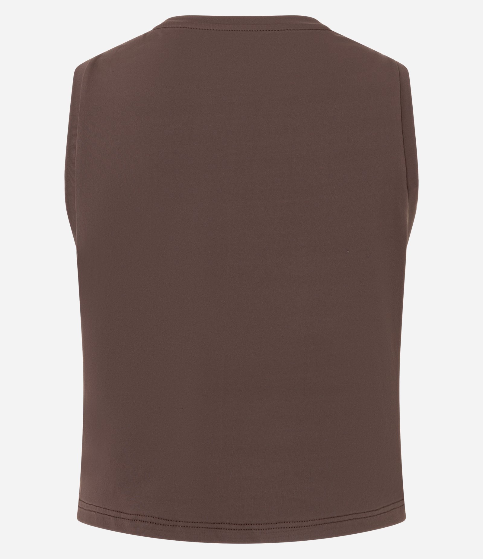 Regata Cropped Esportiva em Microfibra com Barra Transpassada Marrom 6
