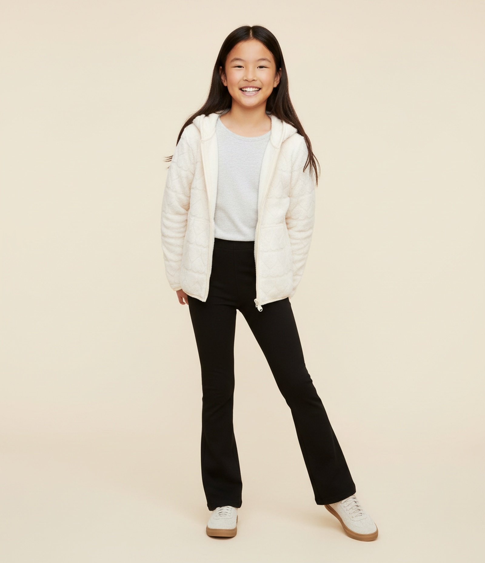 Jaqueta Infantil com Capuz e Relevo de Corações – Tam 5 a 16 Anos Off White 1