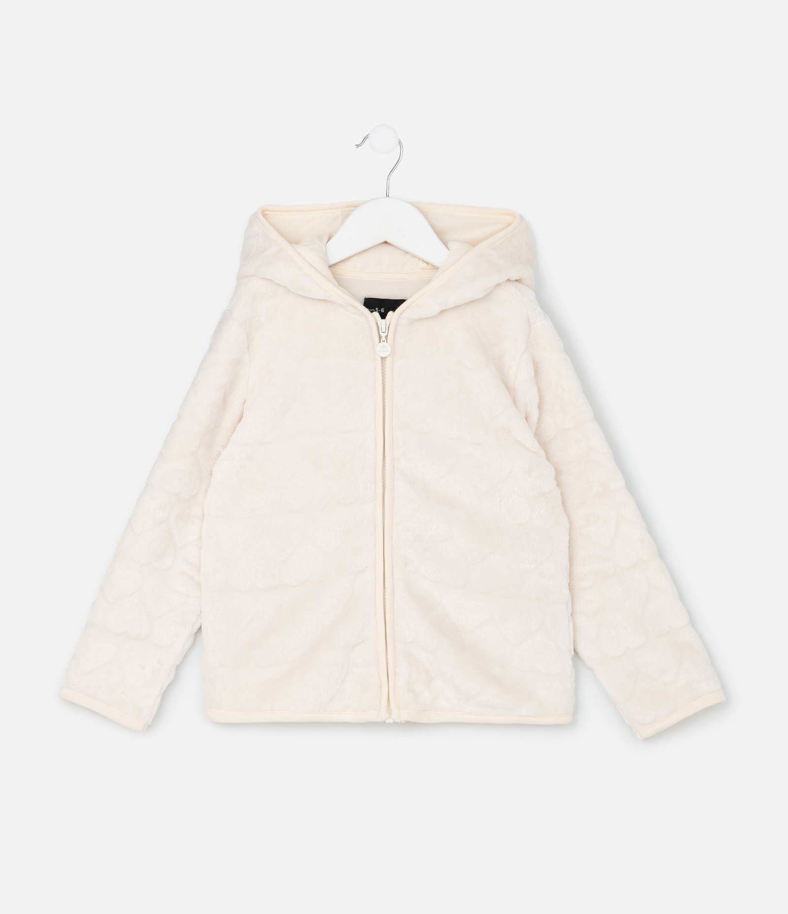 Jaqueta Infantil com Capuz e Relevo de Corações – Tam 5 a 16 Anos Off White 2