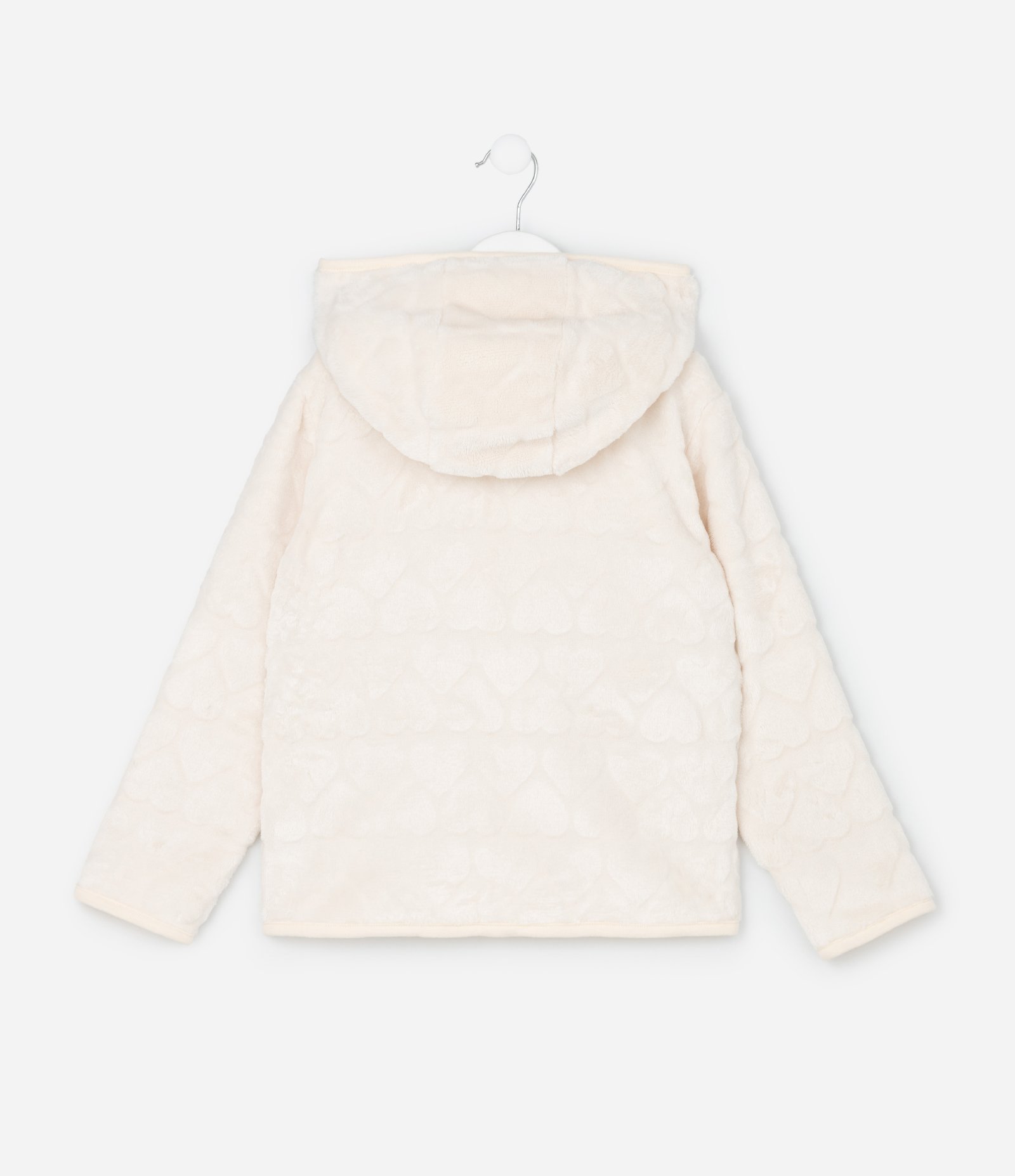Jaqueta Infantil com Capuz e Relevo de Corações – Tam 5 a 16 Anos Off White 3