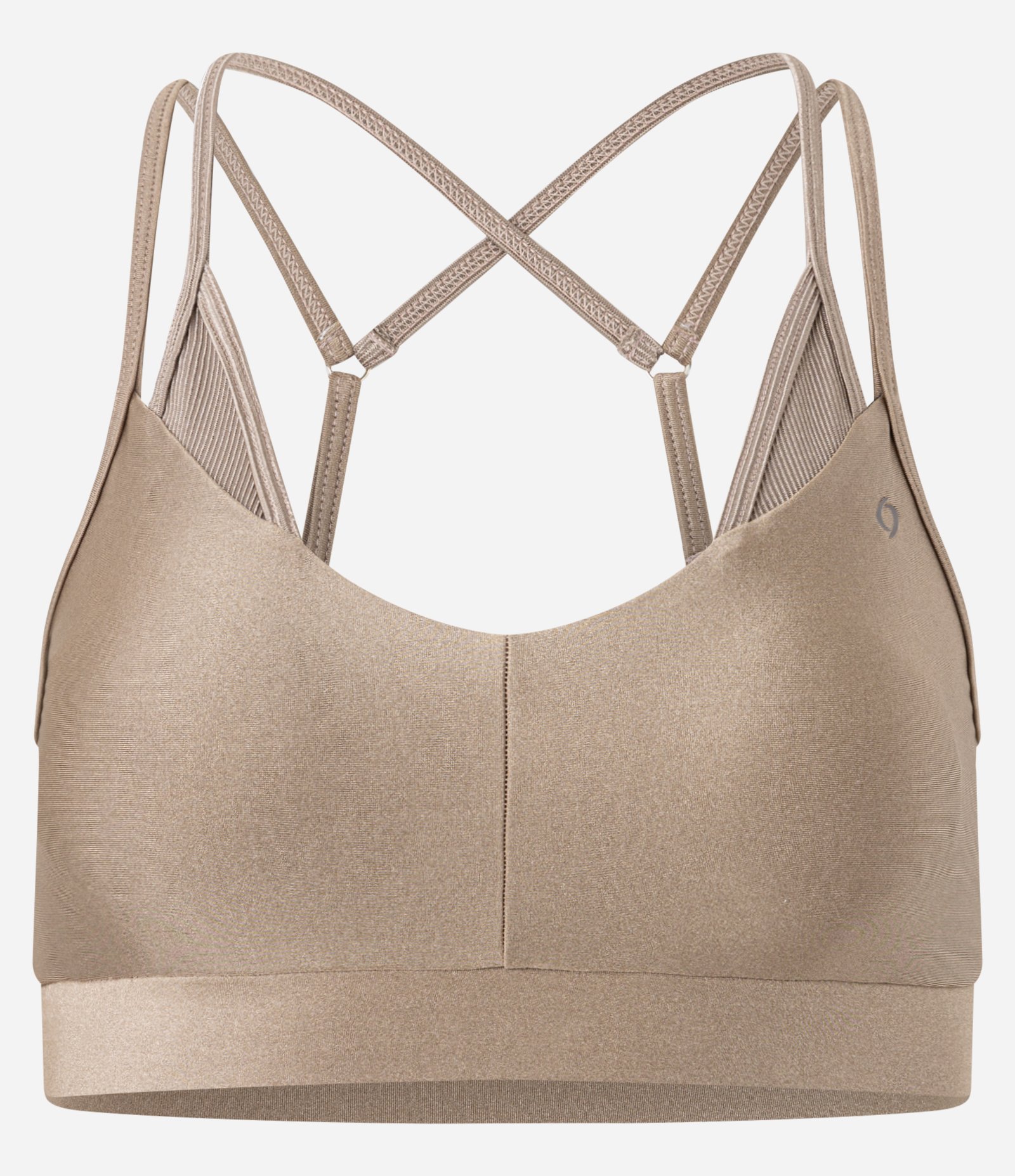 Top Esportivo em Microfibra com Alças Duplas Bege 5