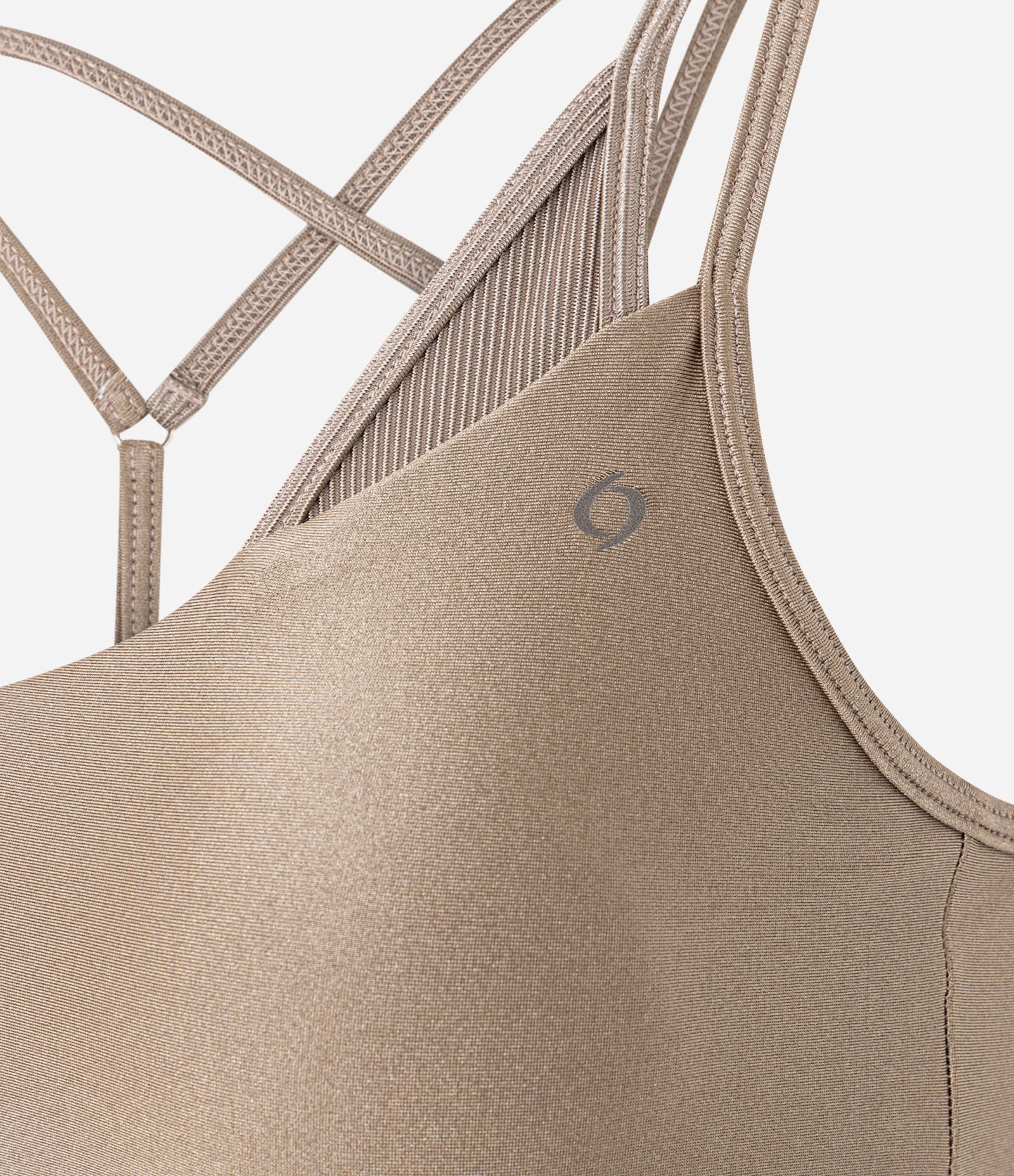 Top Esportivo em Microfibra com Alças Duplas Bege 6