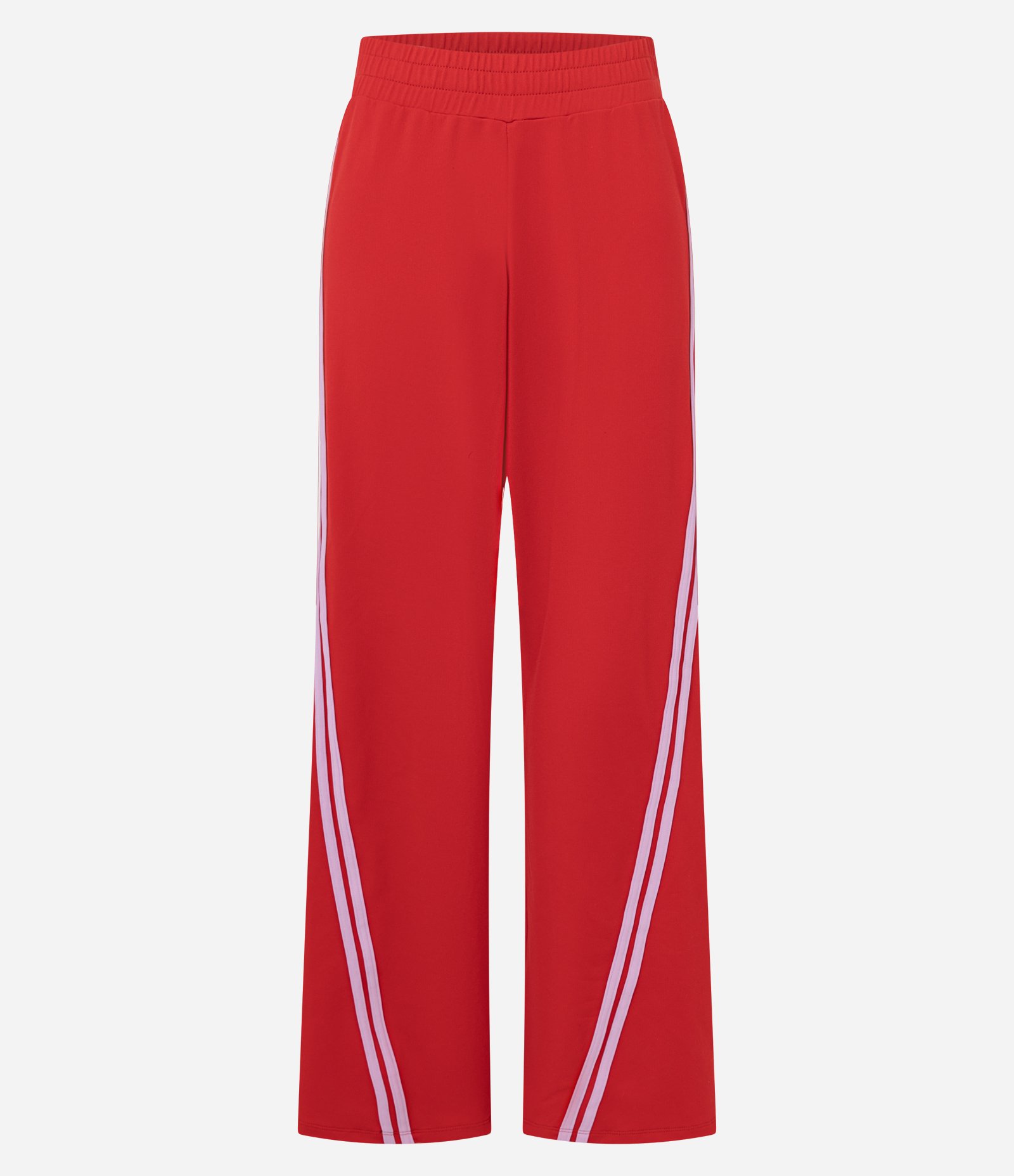 Calça Wide Leg Esportiva em Moletinho com Listras Laterais Vermelho 6