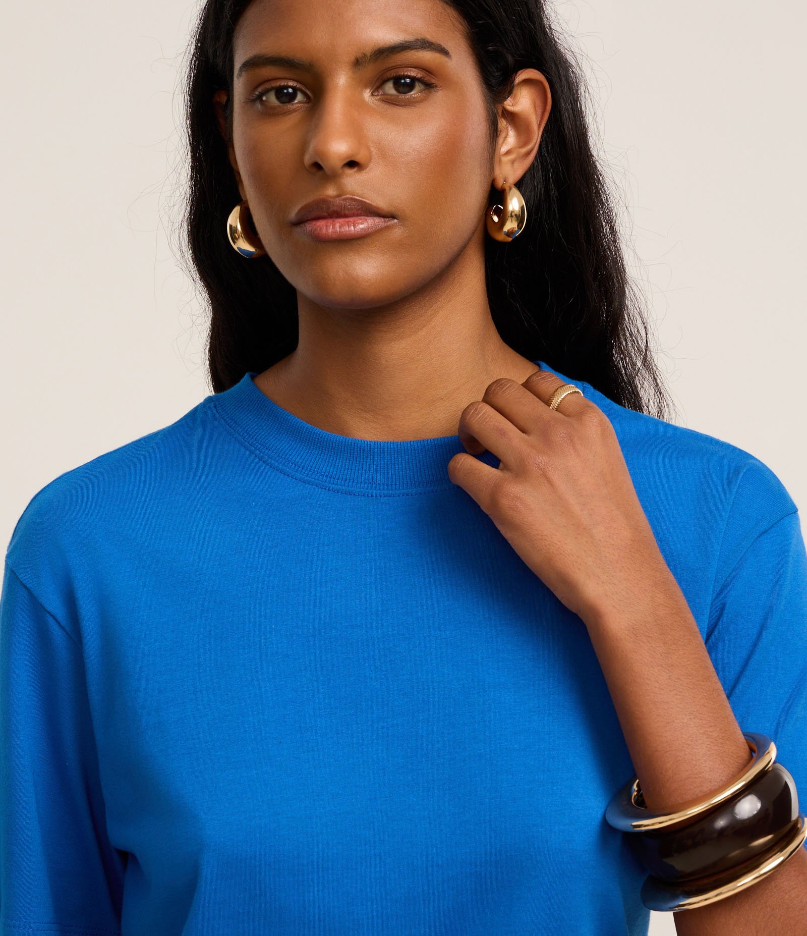 Camiseta em Algodão com Gola Redonda Azul 3