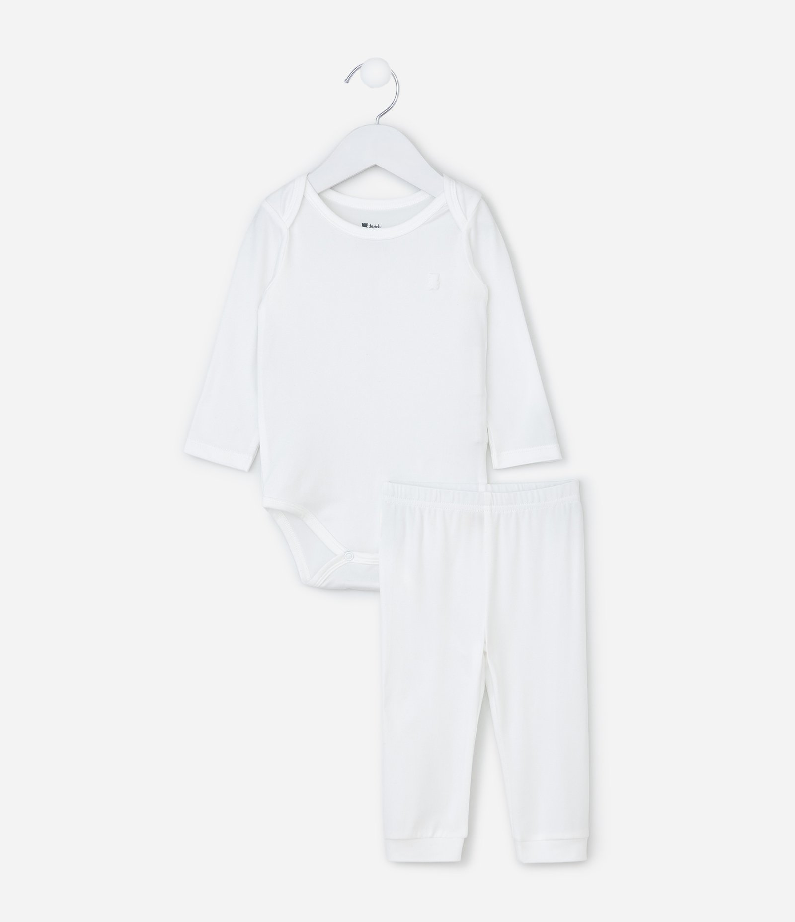 Conjunto Infantil Térmico com Body Manga Longa e Calça – Tam RN a 24 Meses Branco 2