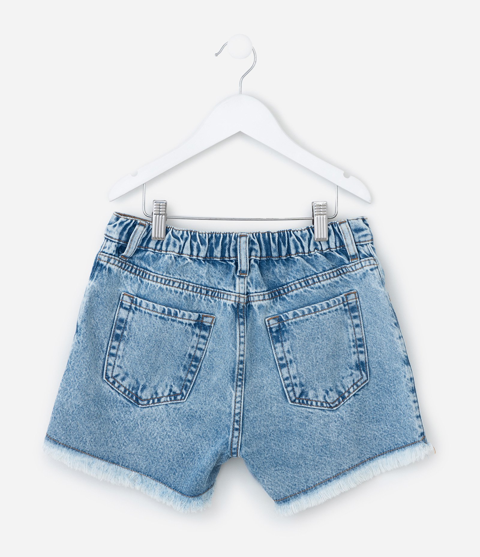 Short Infantil Regular em Jeans com Flor Bordada - Tam 7 a 14 Anos Azul 2