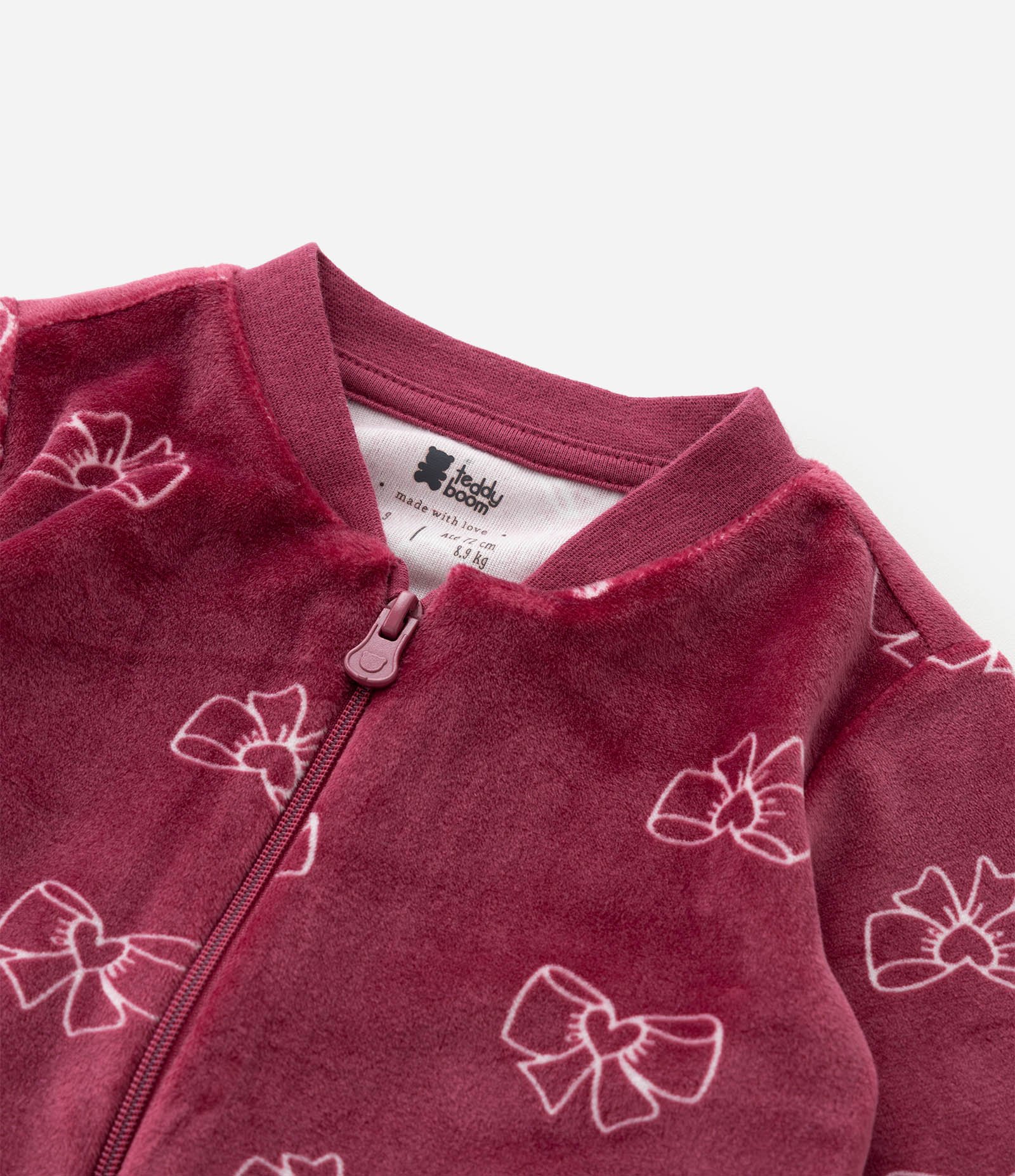 Macacão Infantil em Plush com Estampa de Laços - Tam 0 a 18 meses Vermelho 8