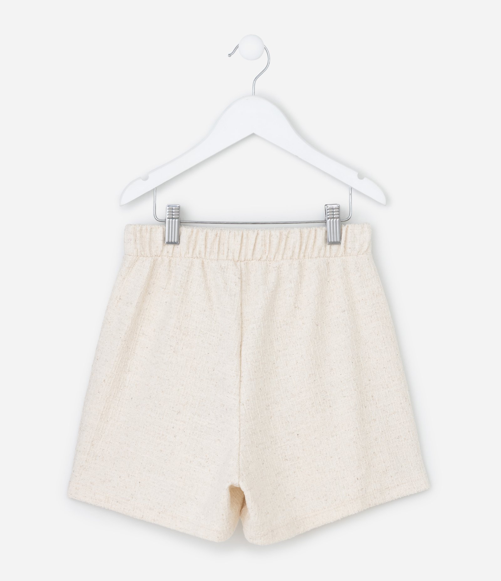 Short Saia Infantil em Tweed com pregas Texturizado - Tam 5 a 14 Anos Bege 3