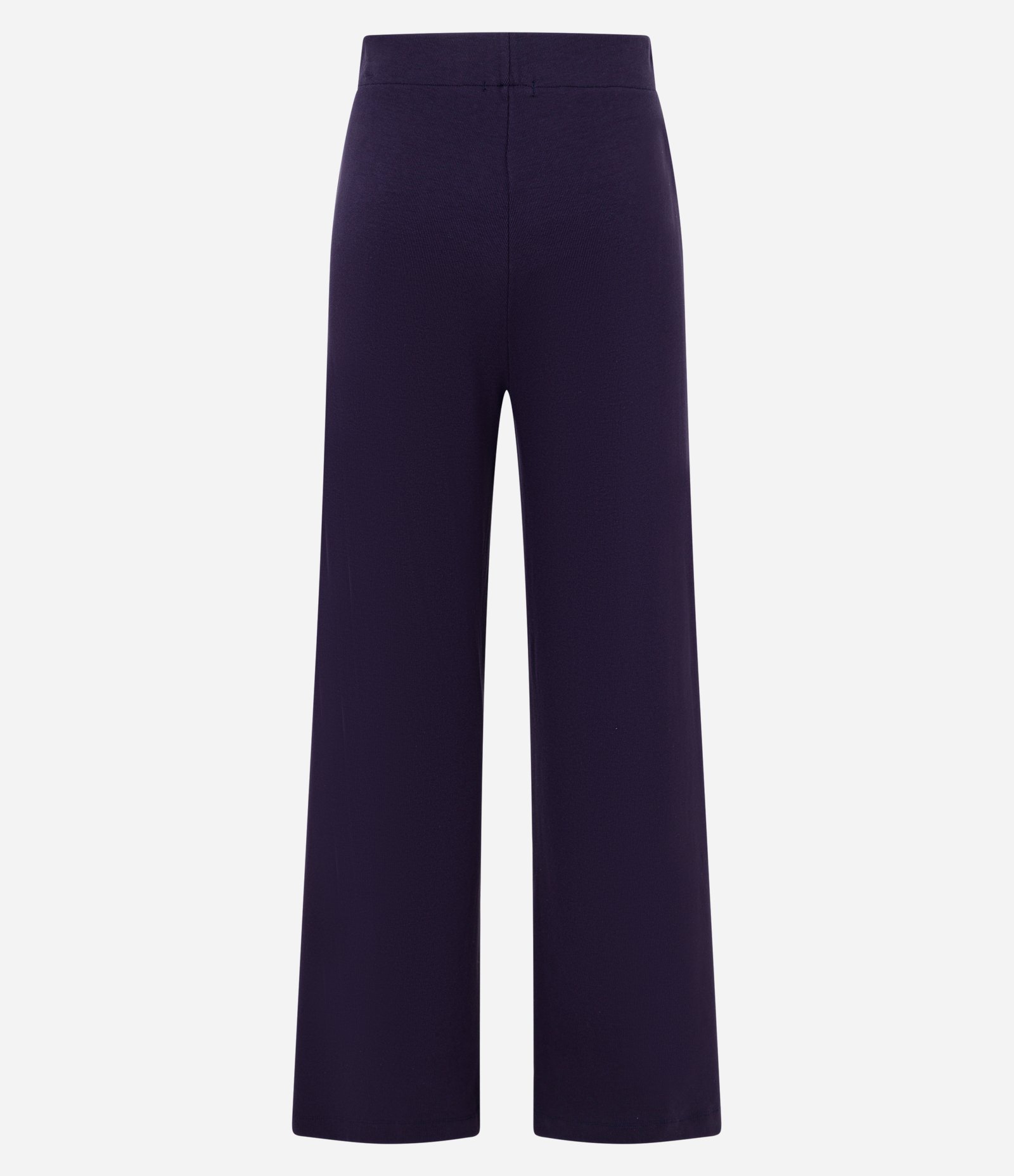 Calça Pantalona em Ribana com Textura Canelada e Cós Elástico Azul Marinho 8