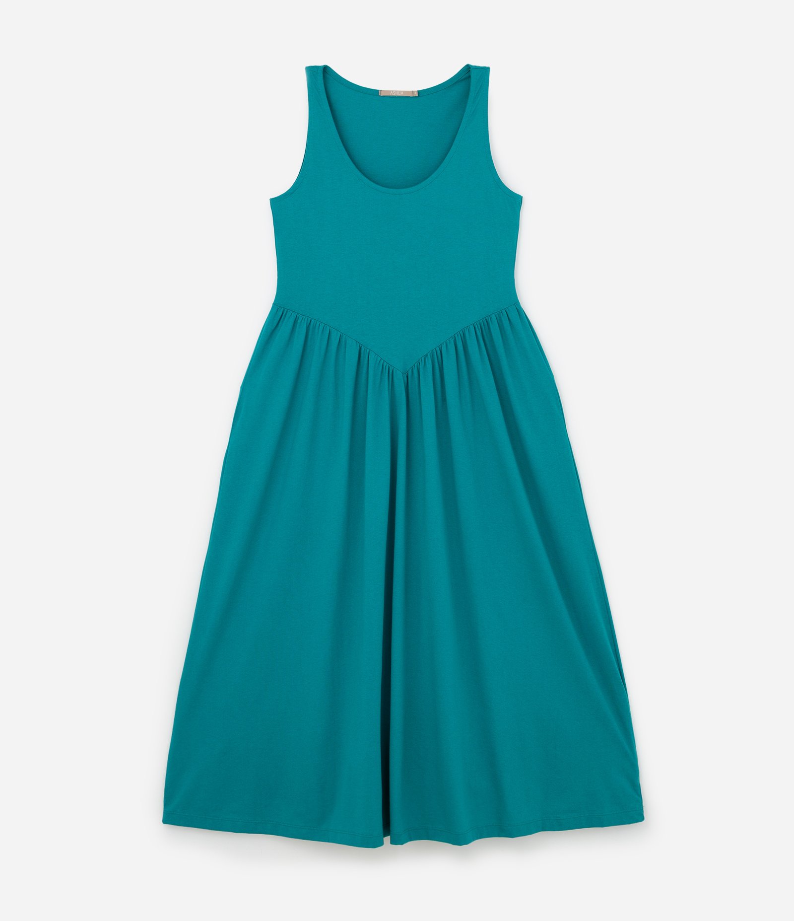 Vestido Midi em Algodão com Cintura em V Curve & Plus Size Verde 4