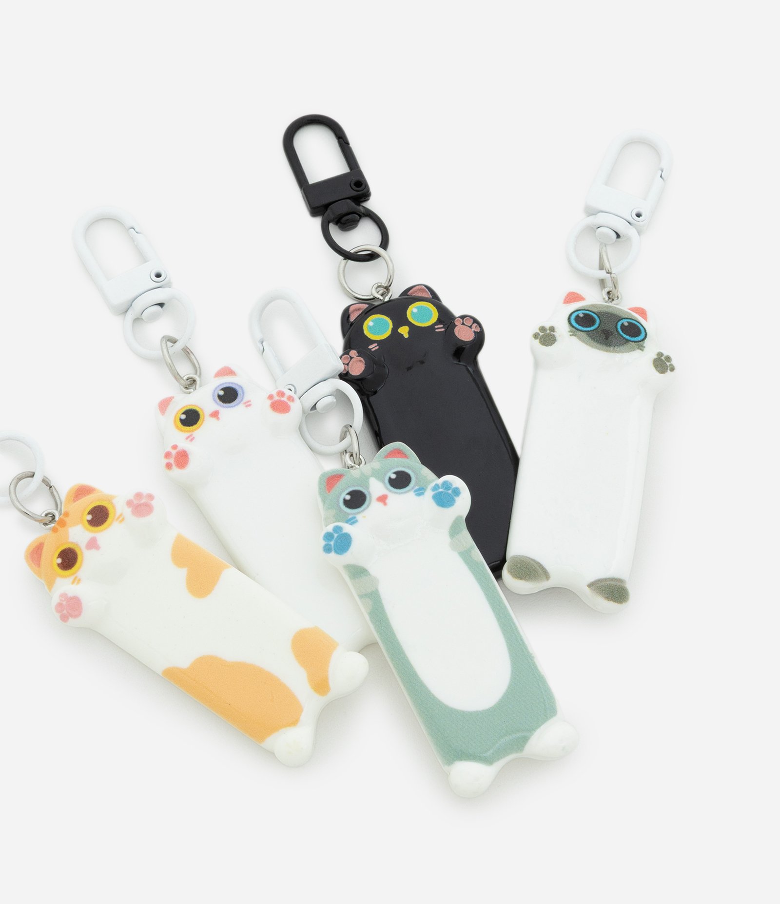 Kit 05 Chaveiros em Resina de Gatinhos Multicores 2