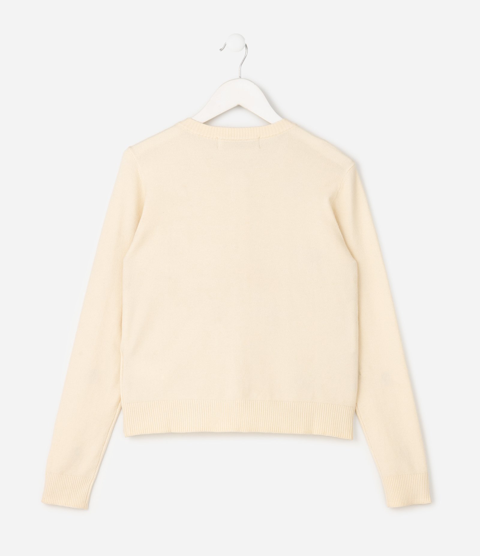 Cardigan Infantil em Tricô com Bordado de Cereja – Tam 5 a 14 Anos Bege Claro 2
